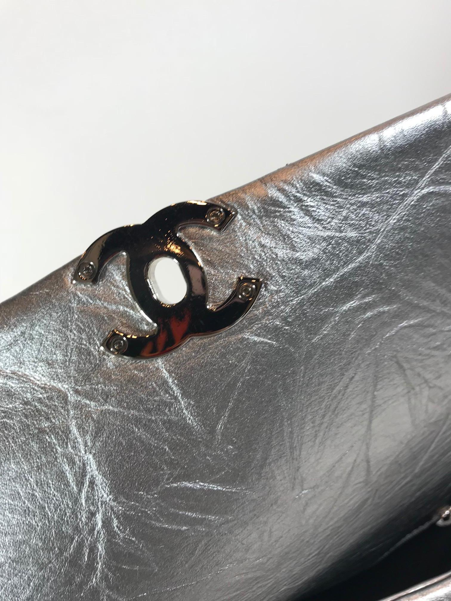 Chanel Metallic Crumpled Calfskin Big Bang Flap Bag For Sale 4