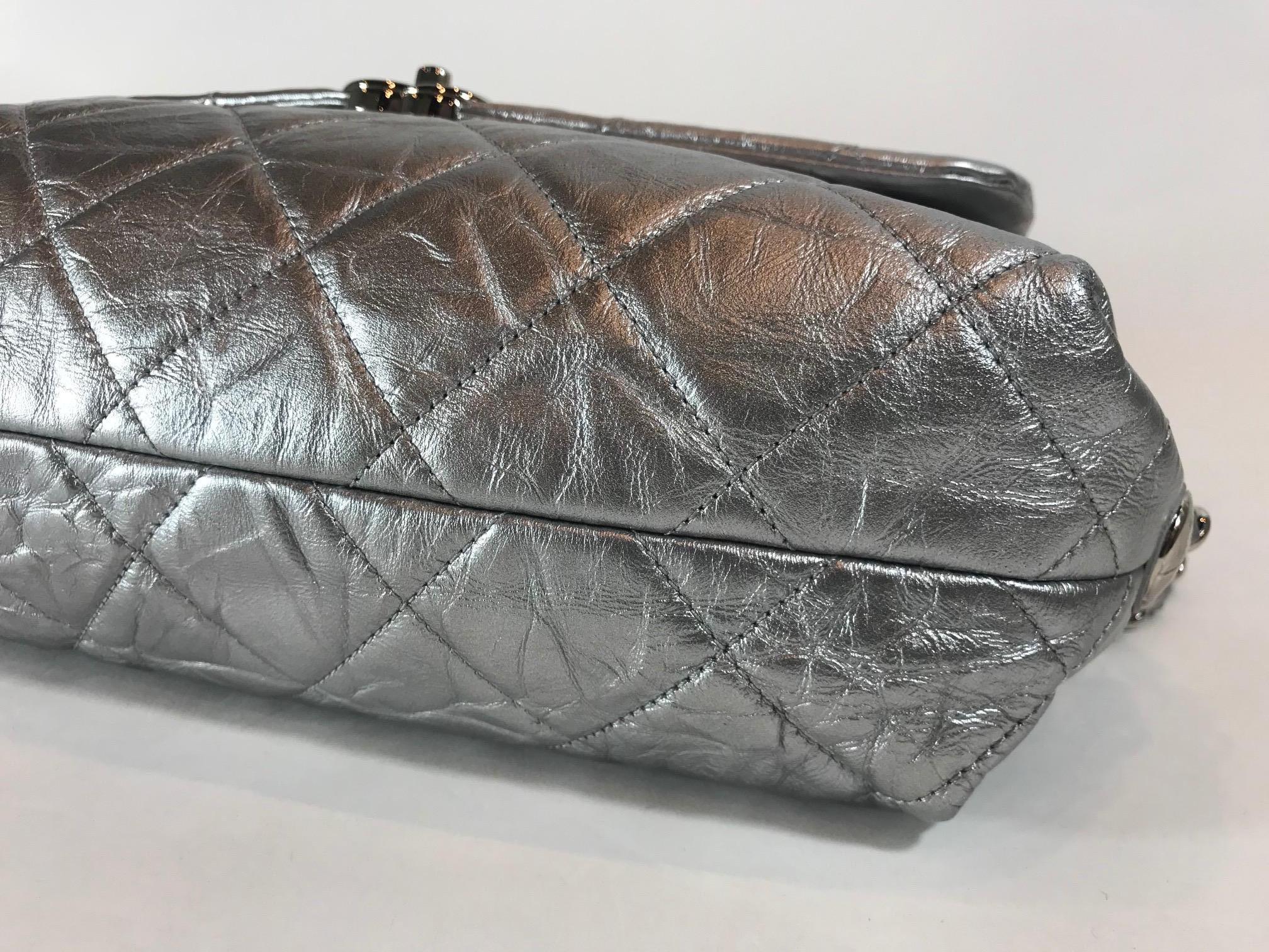 Chanel Metallic Crumpled Calfskin Big Bang Flap Bag For Sale 1