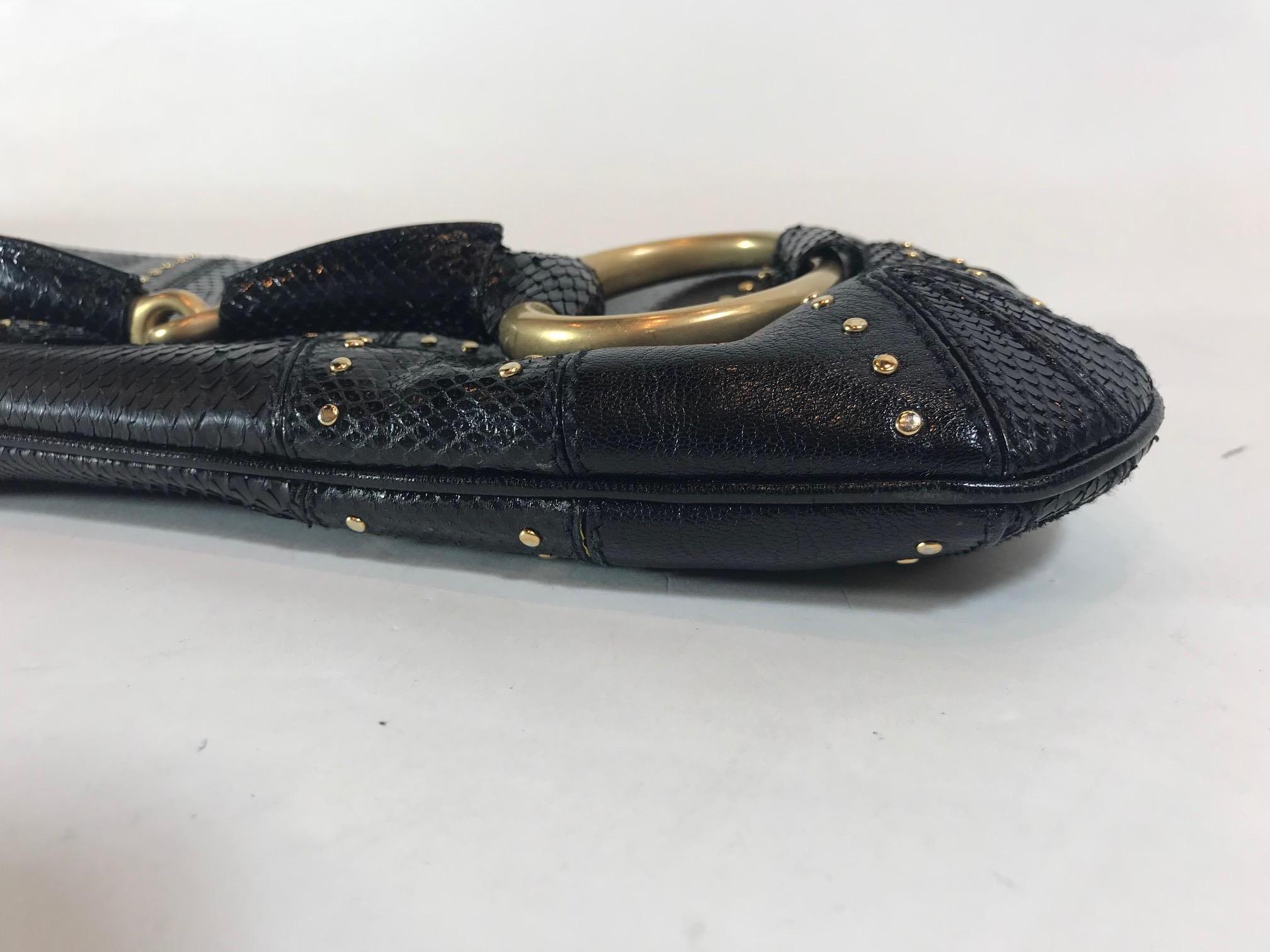 Gucci Python and Lizard Horsebit Clutch For Sale 3