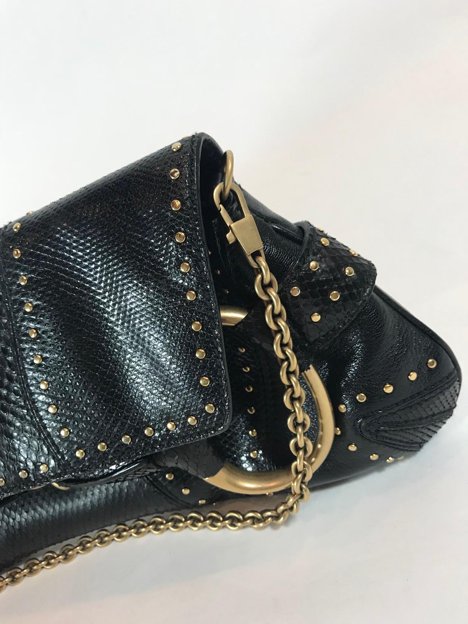 Gucci Python and Lizard Horsebit Clutch For Sale 5