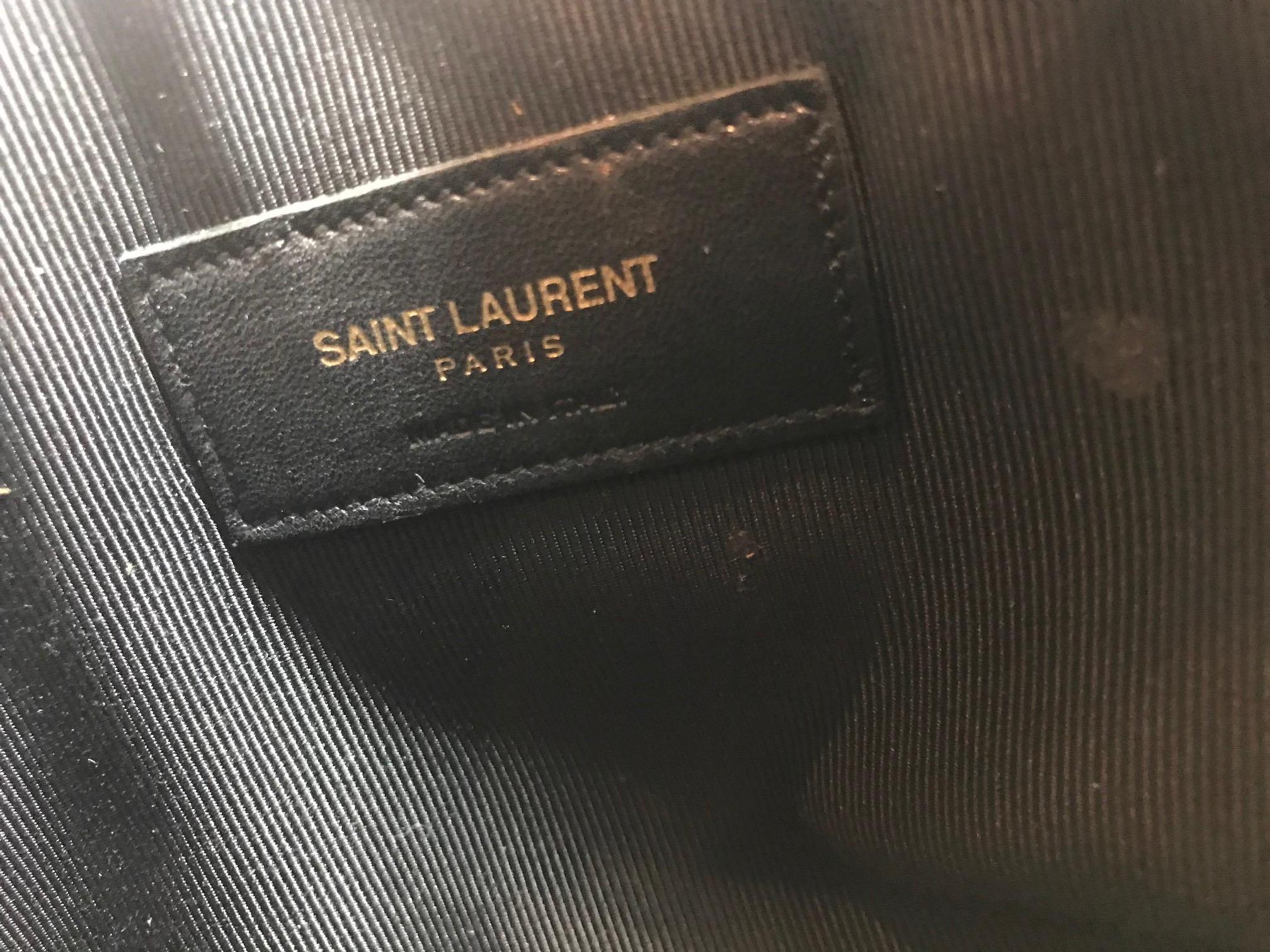 Saint Laurent Monogram Medium Suede Fringe Clutch Bag For Sale 5