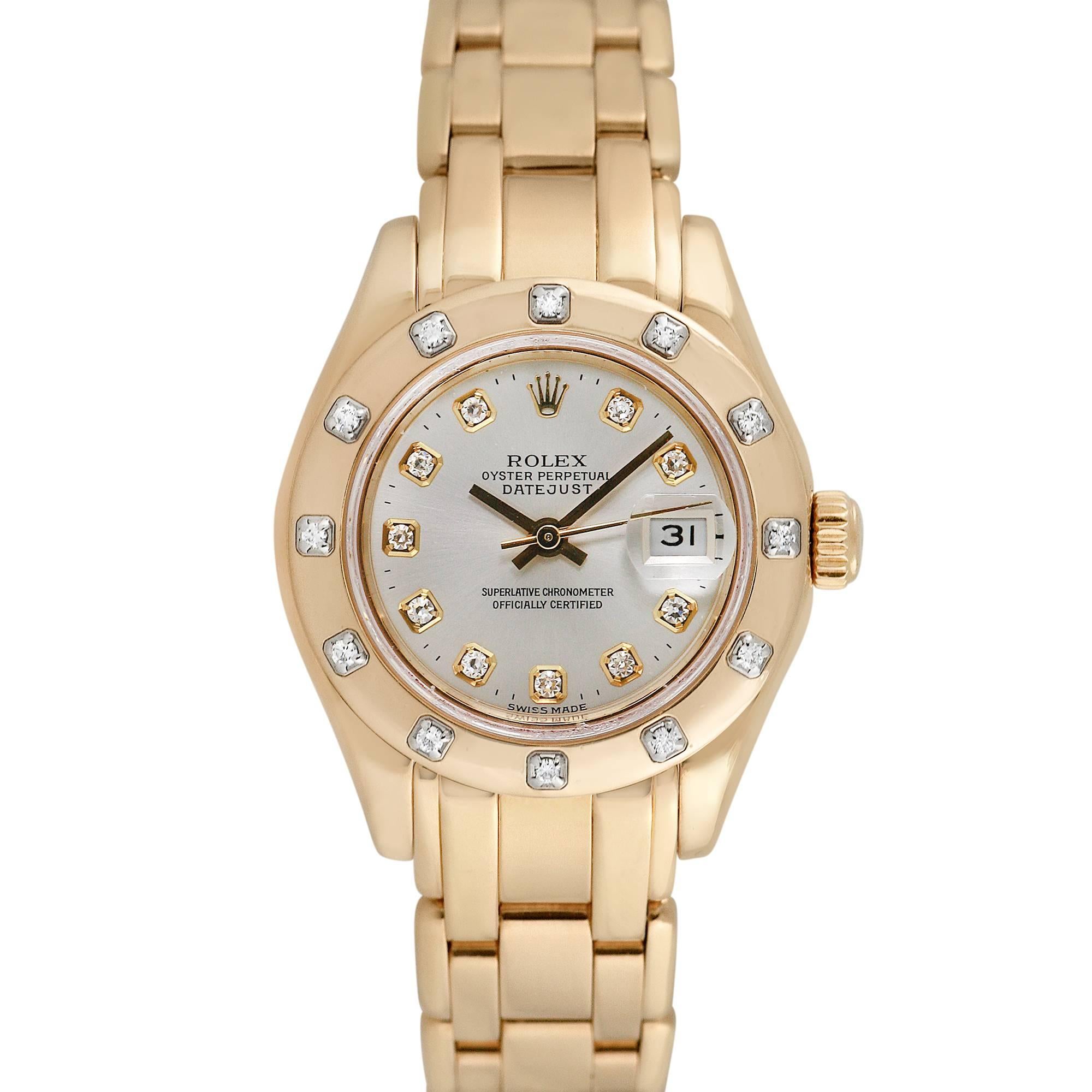 Rolex Ladies Pearlmaster 18K Yellow Gold Diamond Wristwatch, Ref 69318
