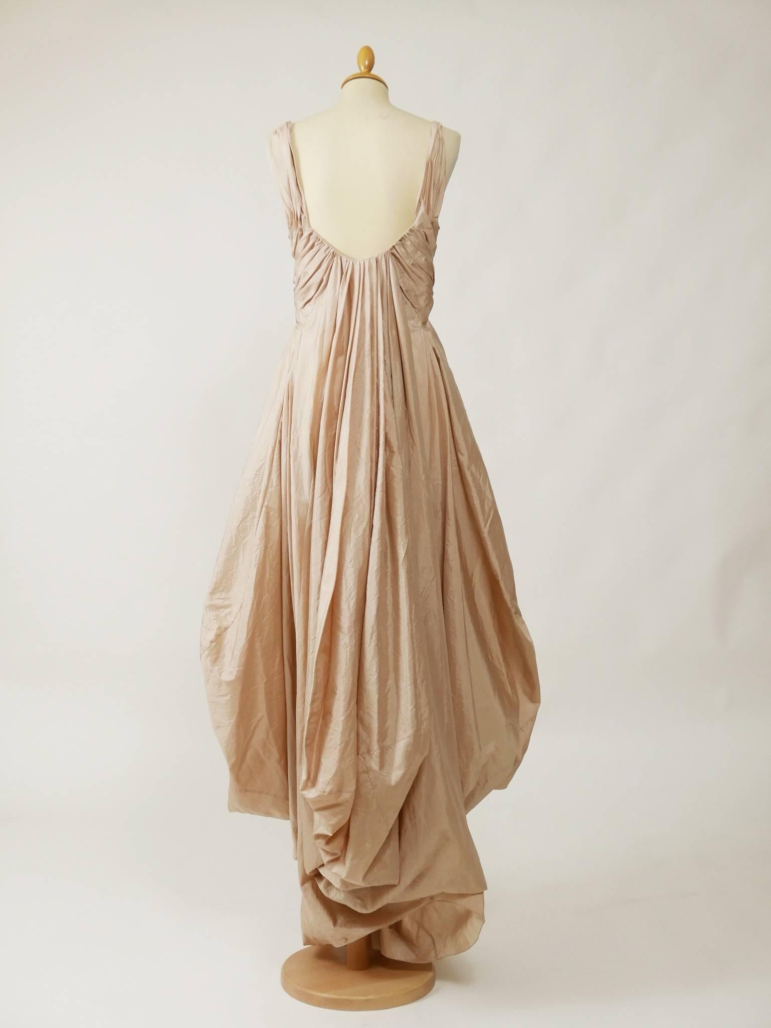 Brown Christian Dior Powder Pink Silk Evening Empire Dress