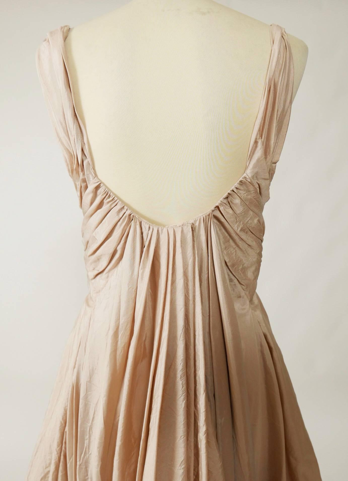 Christian Dior Powder Pink Silk Evening Empire Dress In Good Condition In Milan, Italy