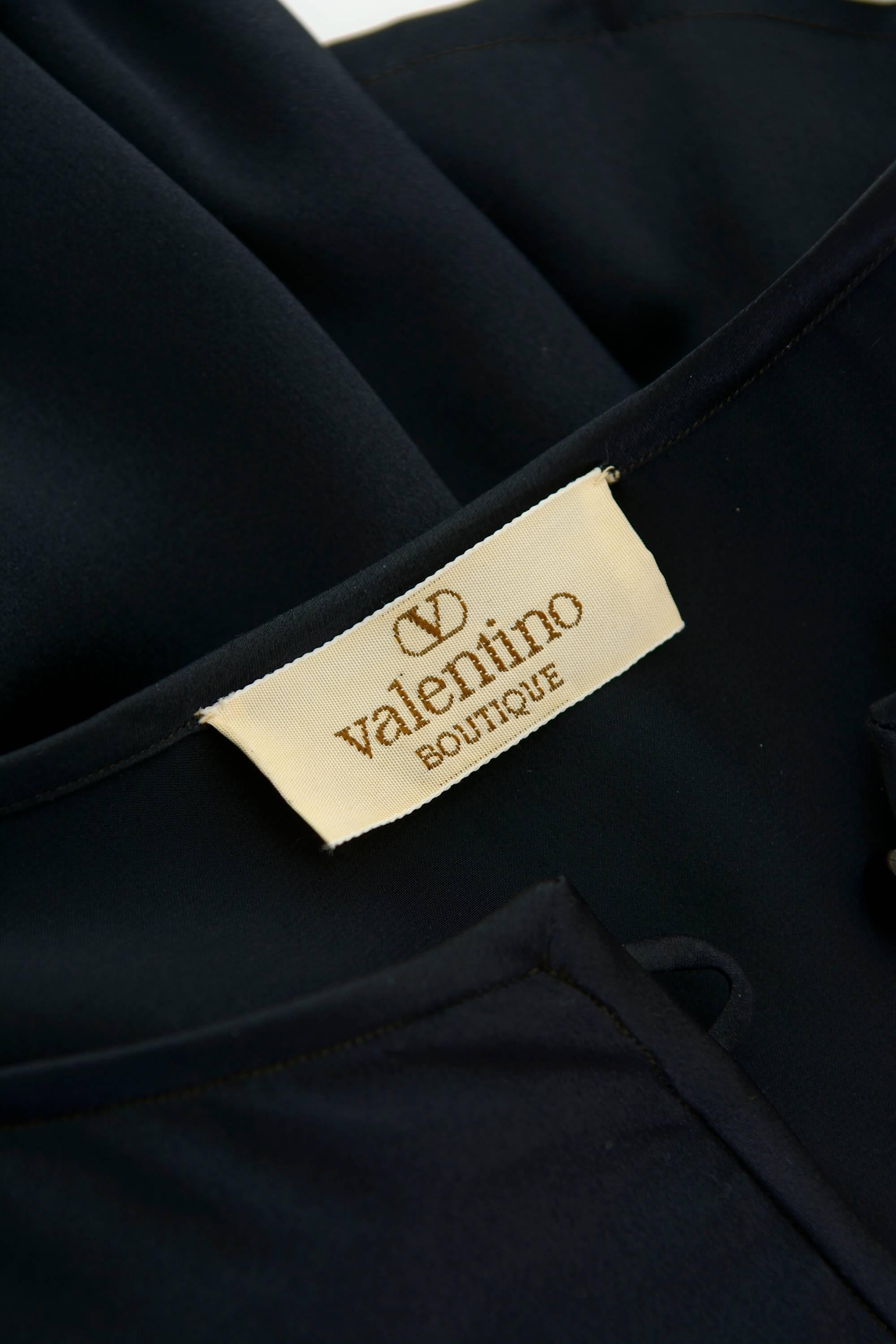 1980s VALENTINO Boutique Black Satin Blouse Shirt 2