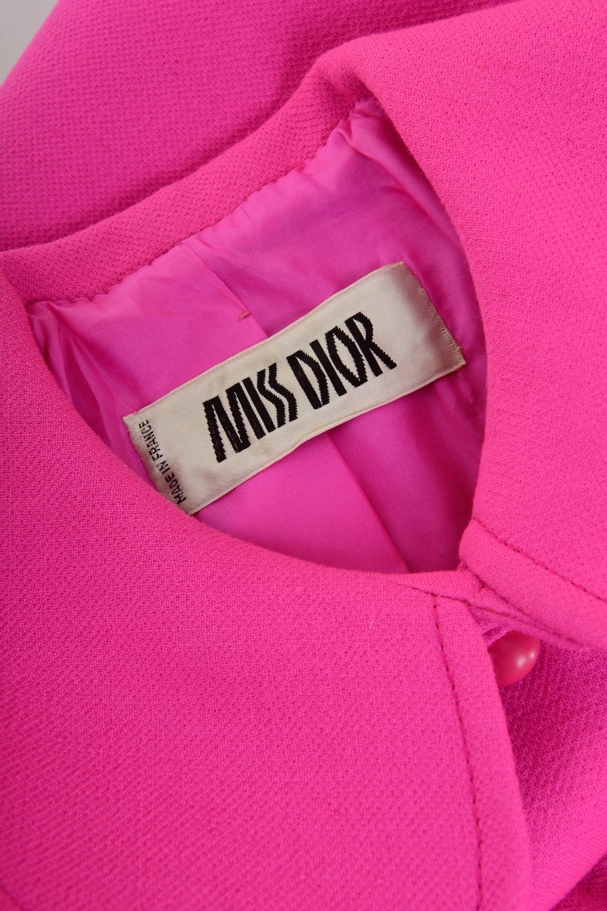 1970s Miss Dior Shocking Pink Overcoat 2