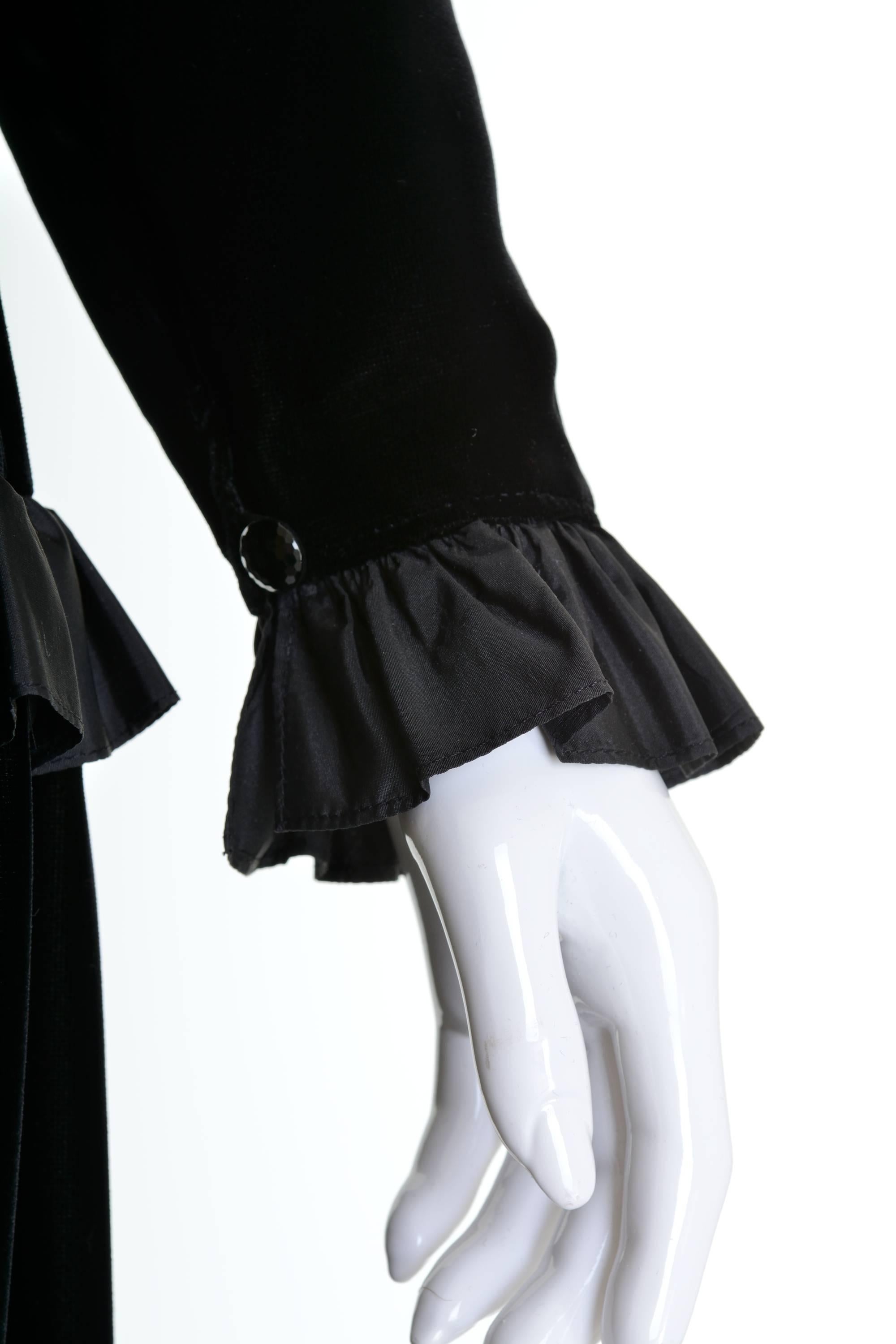 Women's 1980s YVES SAINT LAURENT Rive Gauche Black Velvet Dress