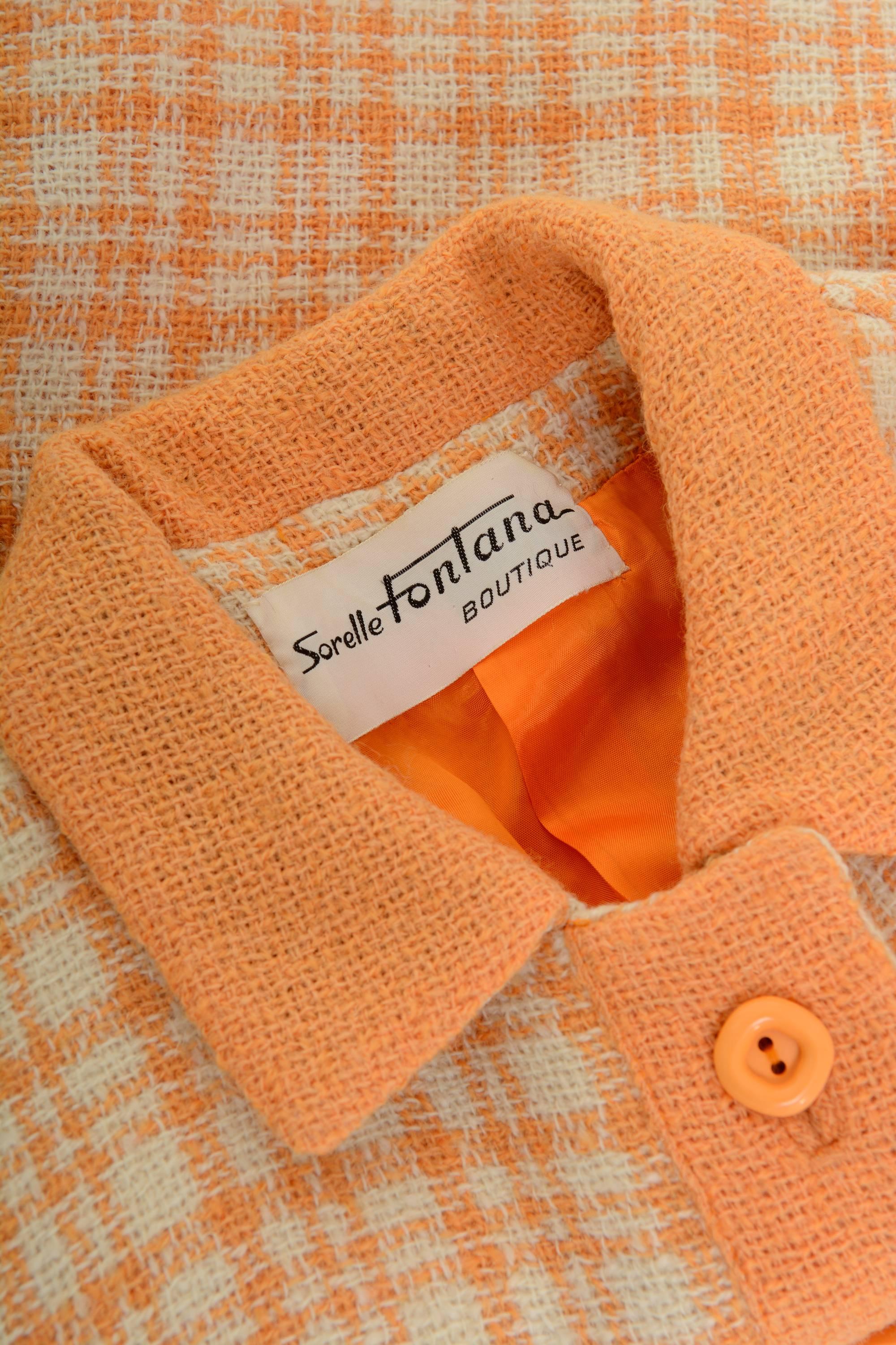 Orange 1960s SORELLE FONTANA Italian Couture Mod Suit Dress  For Sale