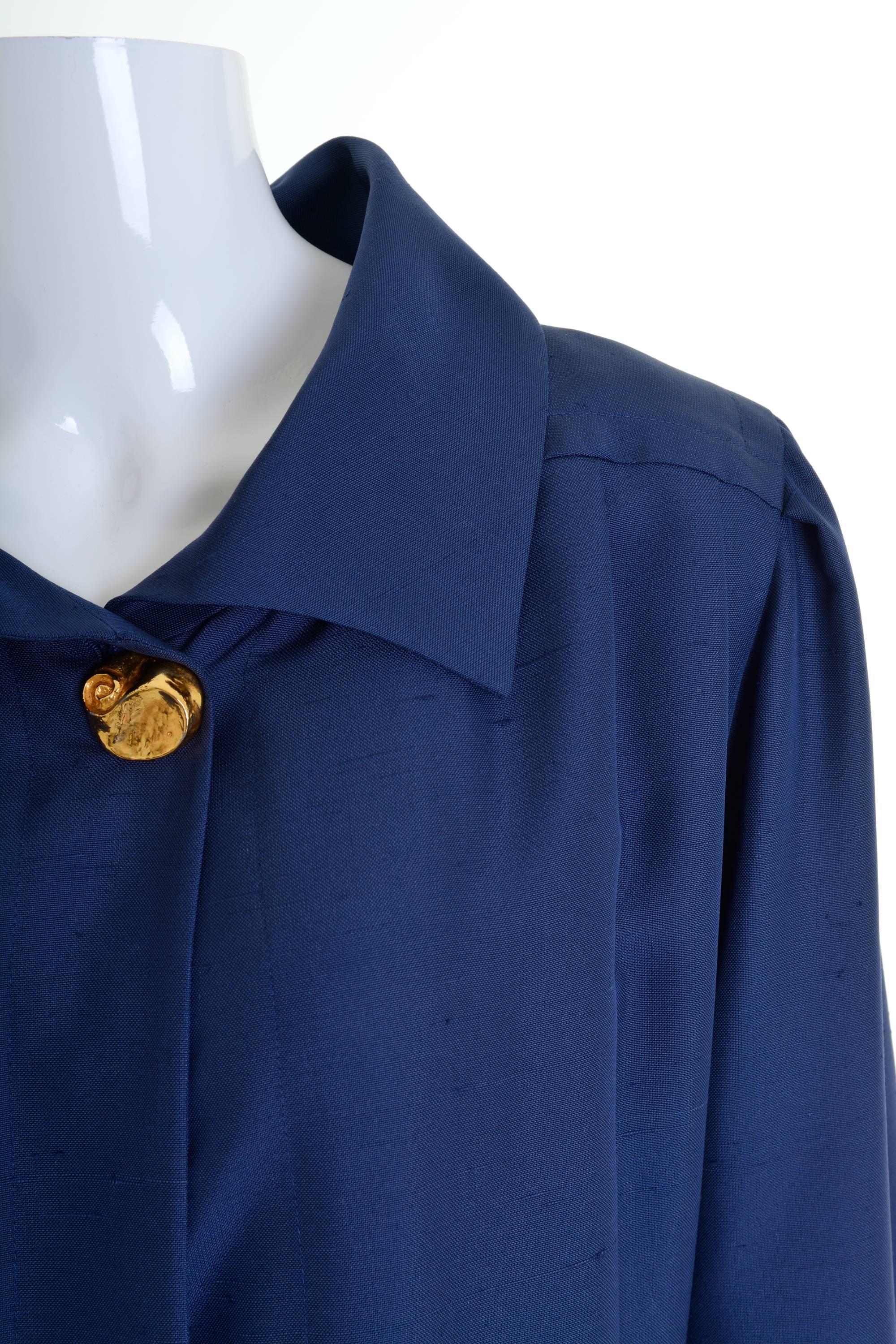 Women's 1980s YVES SAINT LAURENT Rive Gauche Blue Gabardine Jacket 