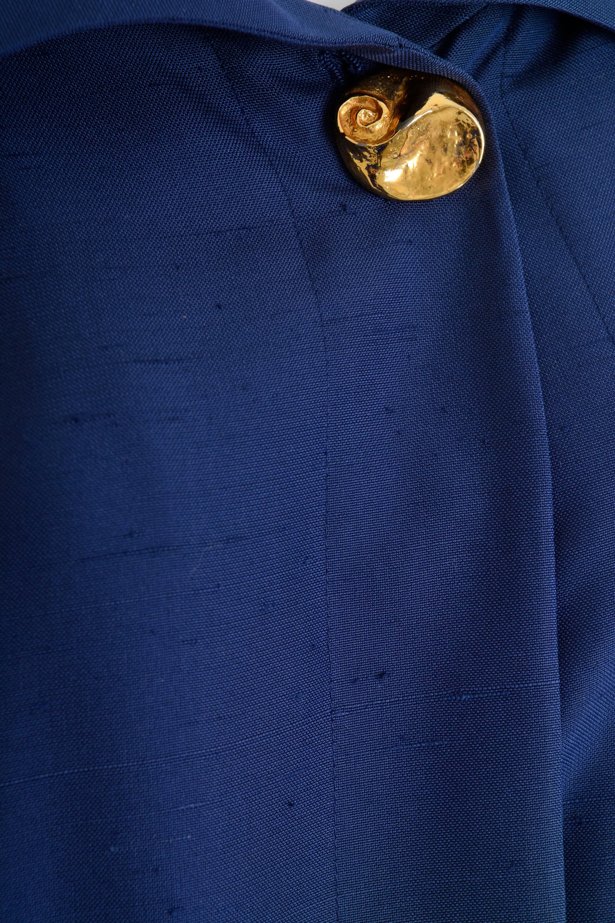 1980s YVES SAINT LAURENT Rive Gauche Blue Gabardine Jacket  2