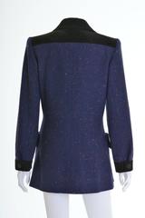 1980s YVES SAINT LAURENT Rive Gauche Blue Purple Wool Jacket