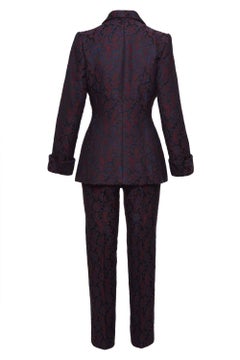 1980s Saint Laurent Rive Gauche Brocade Paisley Print Suit Pants