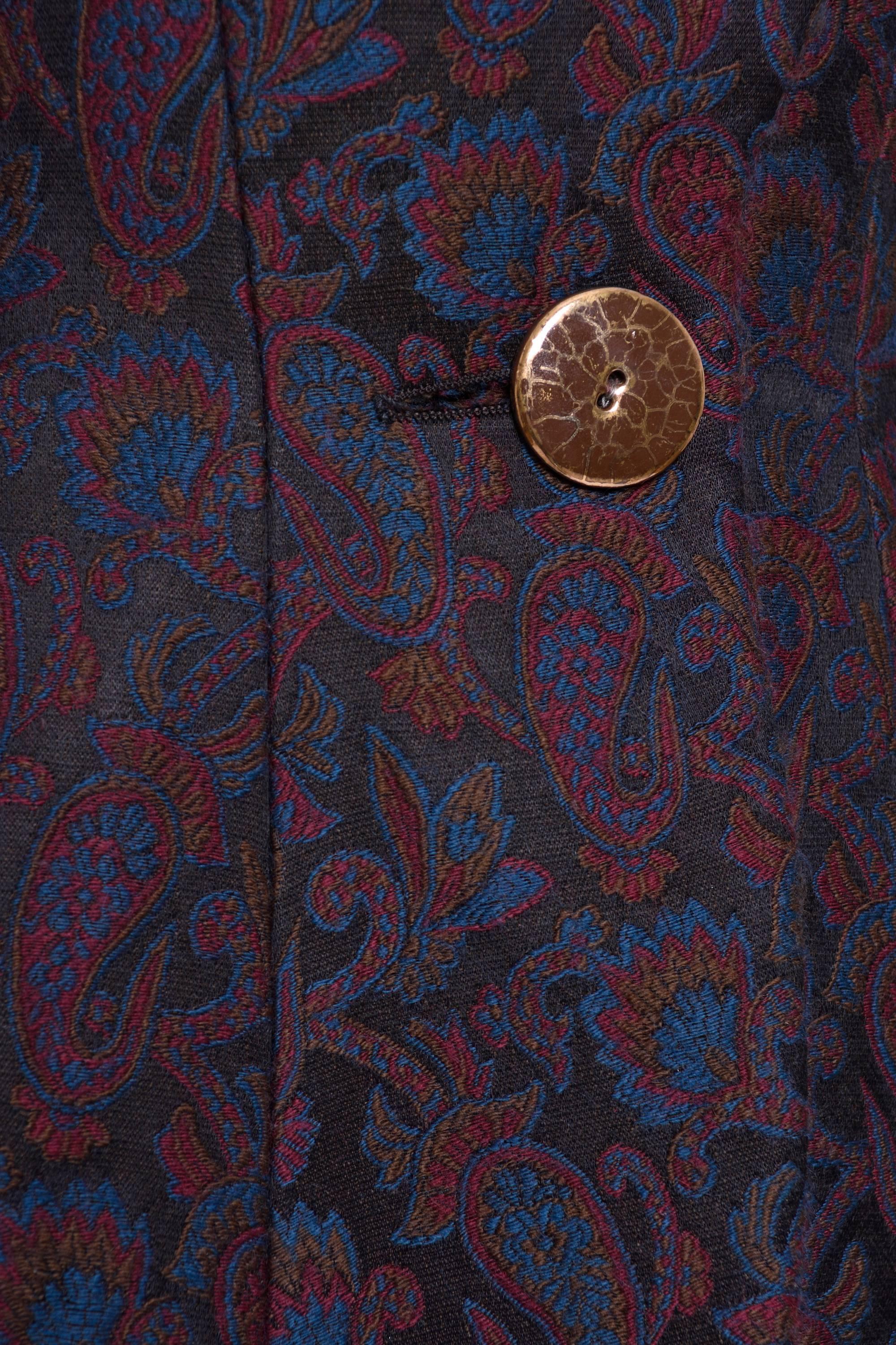 1980s Saint Laurent Rive Gauche Brocade Paisley Print Suit Pants In Excellent Condition For Sale In Milan, Italy