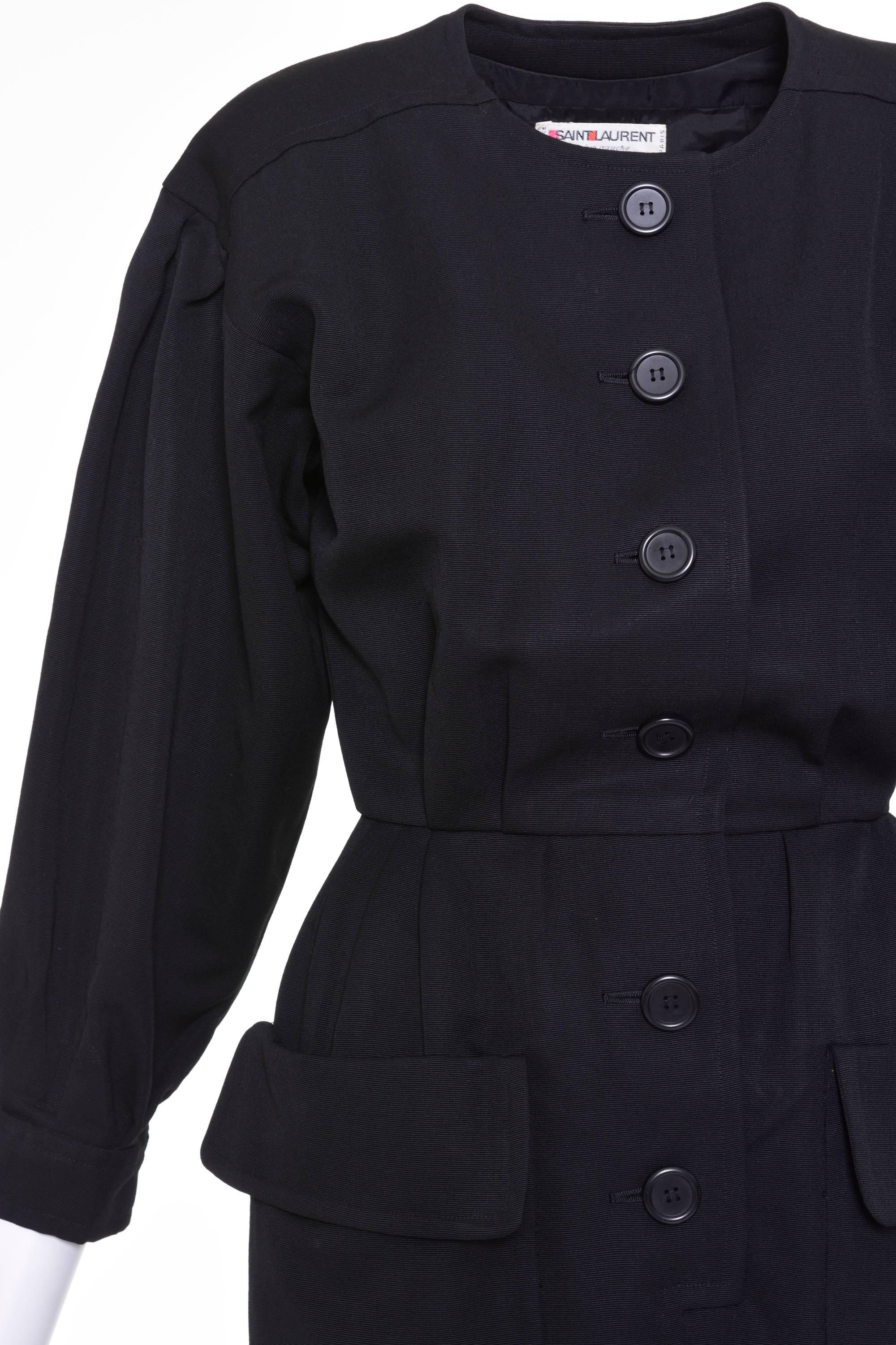 1980s YVES SAINT LAURENT Rive Gauche Black Cotton Dress In Good Condition In Milan, Italy