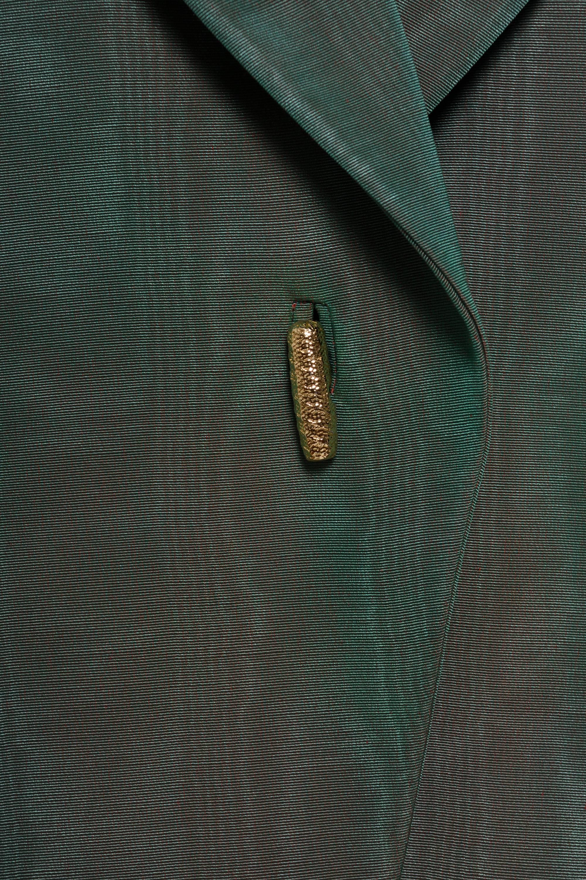 Black 1980s GIANFRANCO FERRE' Green Iridescent Blazer Jacket For Sale