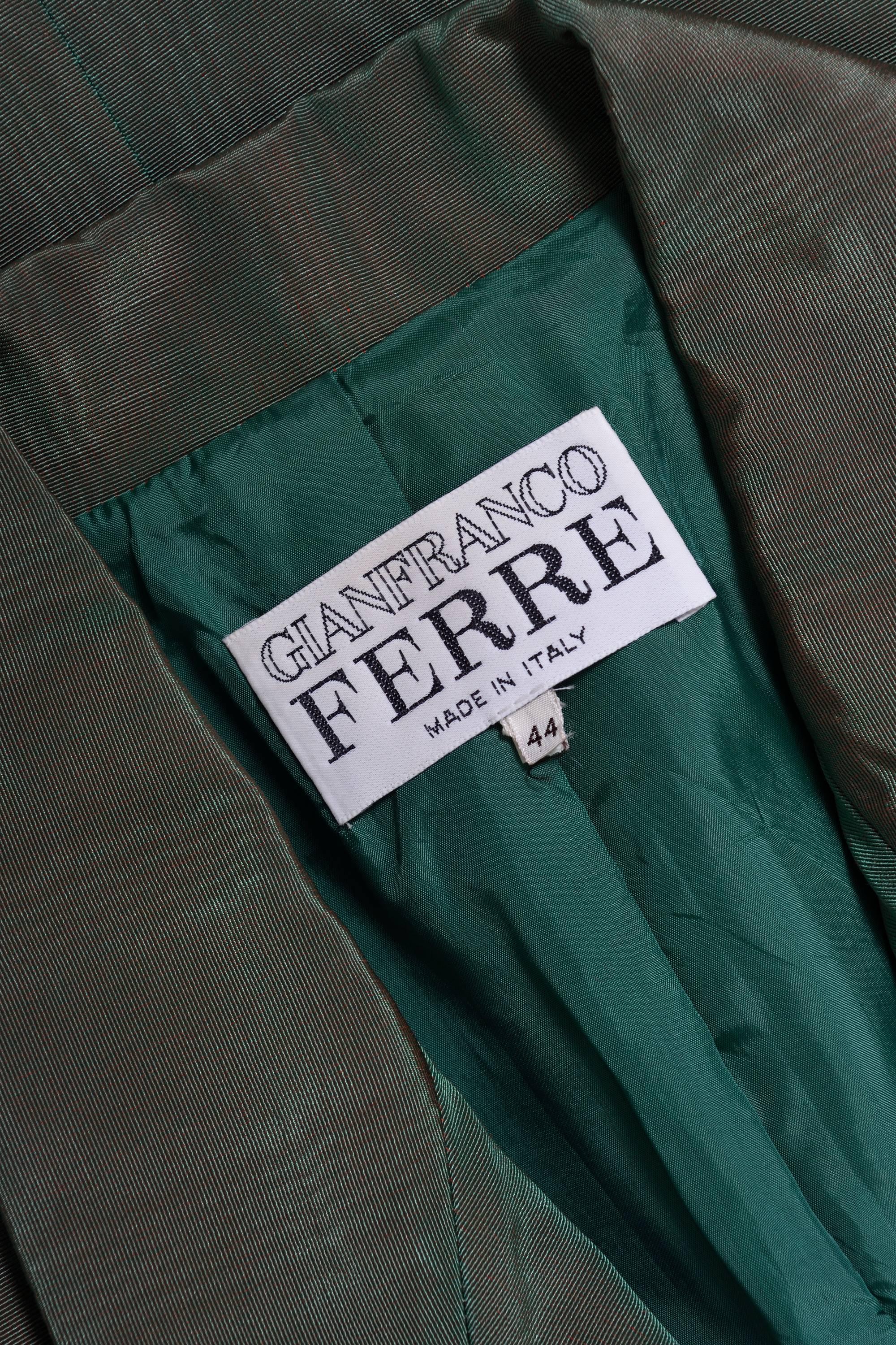 Women's 1980s GIANFRANCO FERRE' Green Iridescent Blazer Jacket For Sale