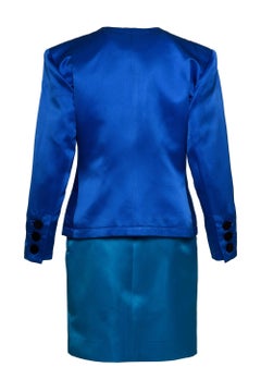 1980s YVES SAINT LAURENT Rive Gauche Silk Satin Suit Skirt