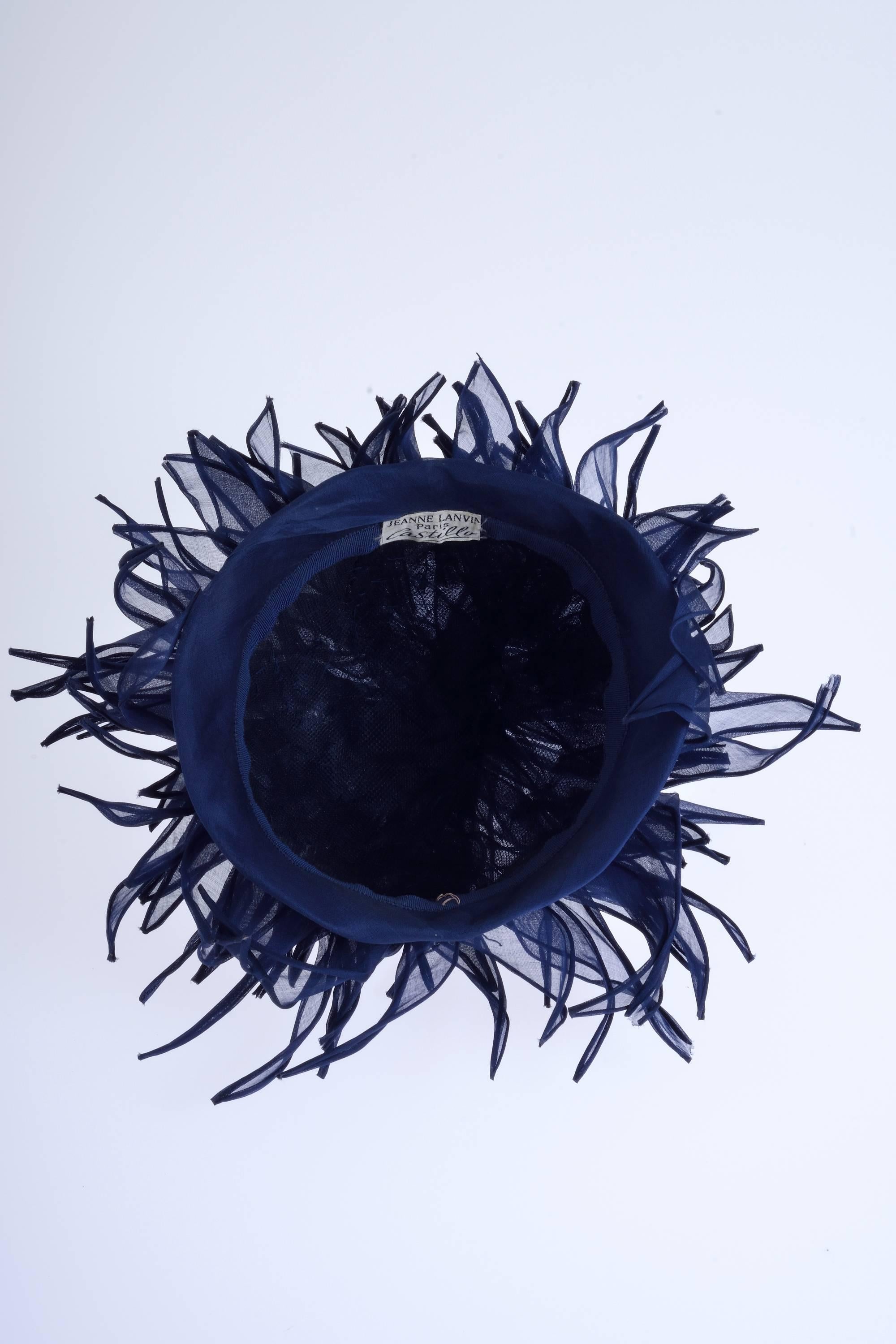 Women's 1960s JEANNE LANVIN Paris Blue Organdy Silk Petals Hat For Sale