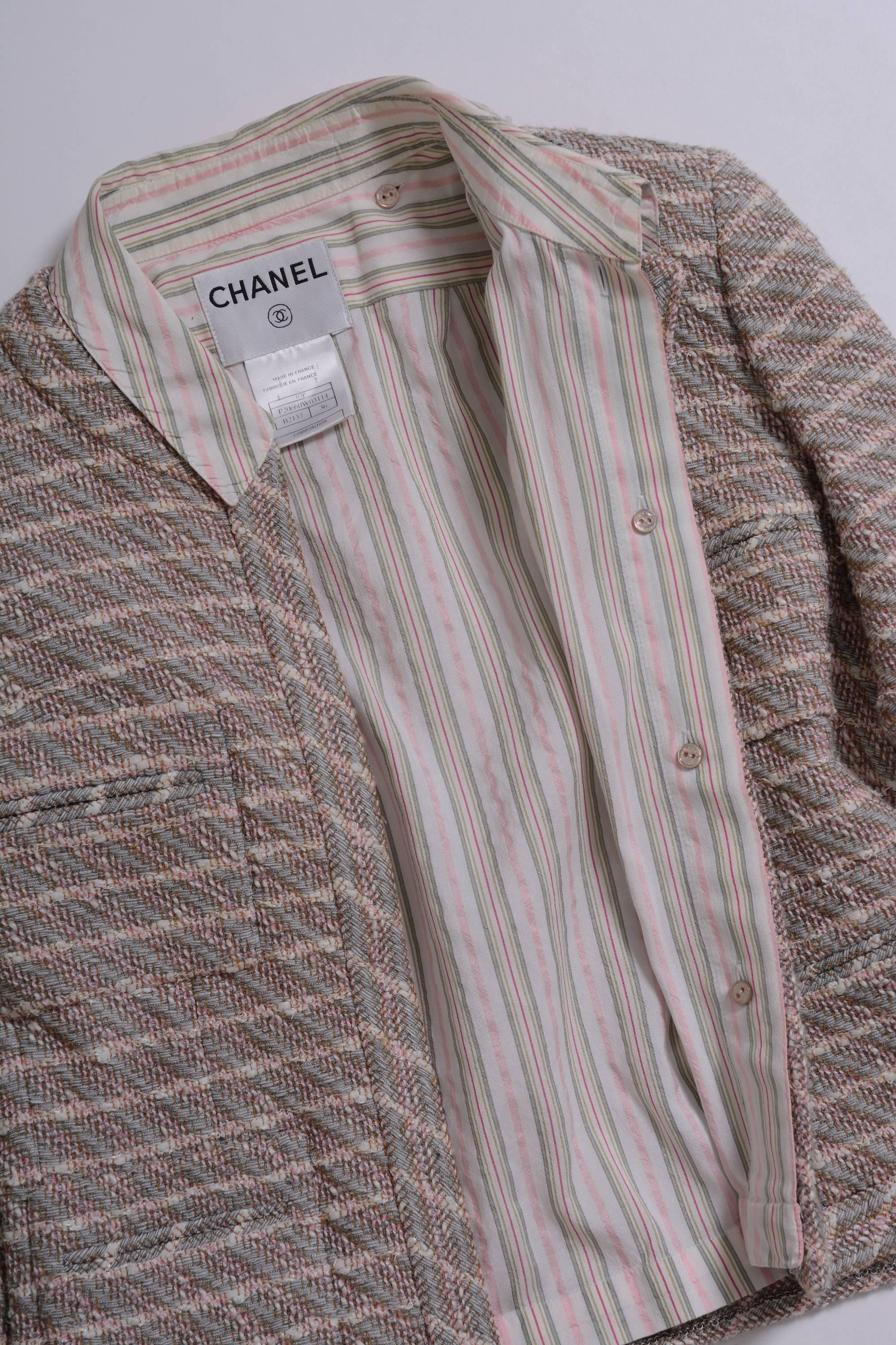 Women's 2003 SS CHANEL Weave Jacket with Regular Shirt Collar