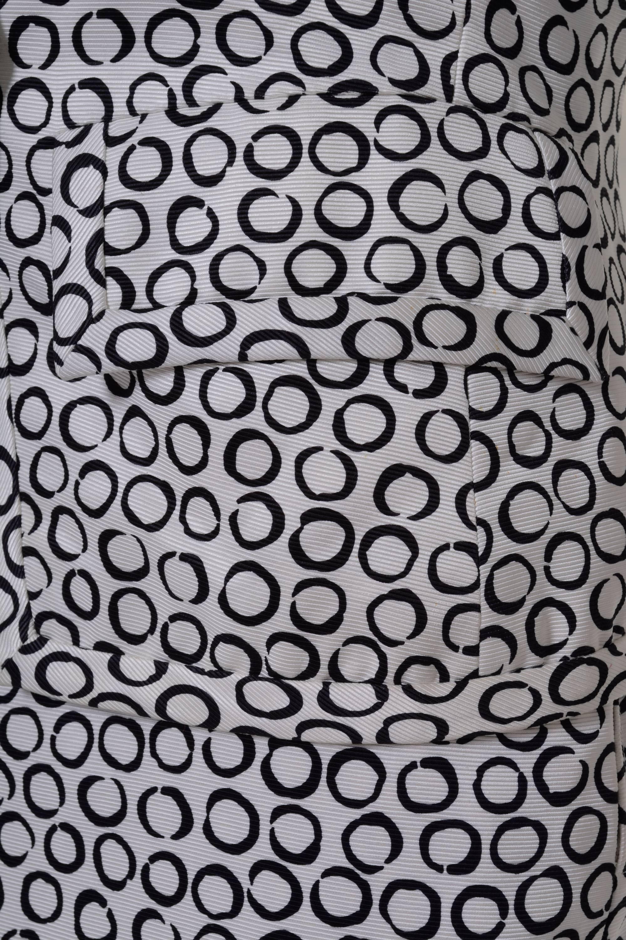 Gray 1990s Yves Saint Laurent Rive Gauche White Coin Dots Suit Skirt