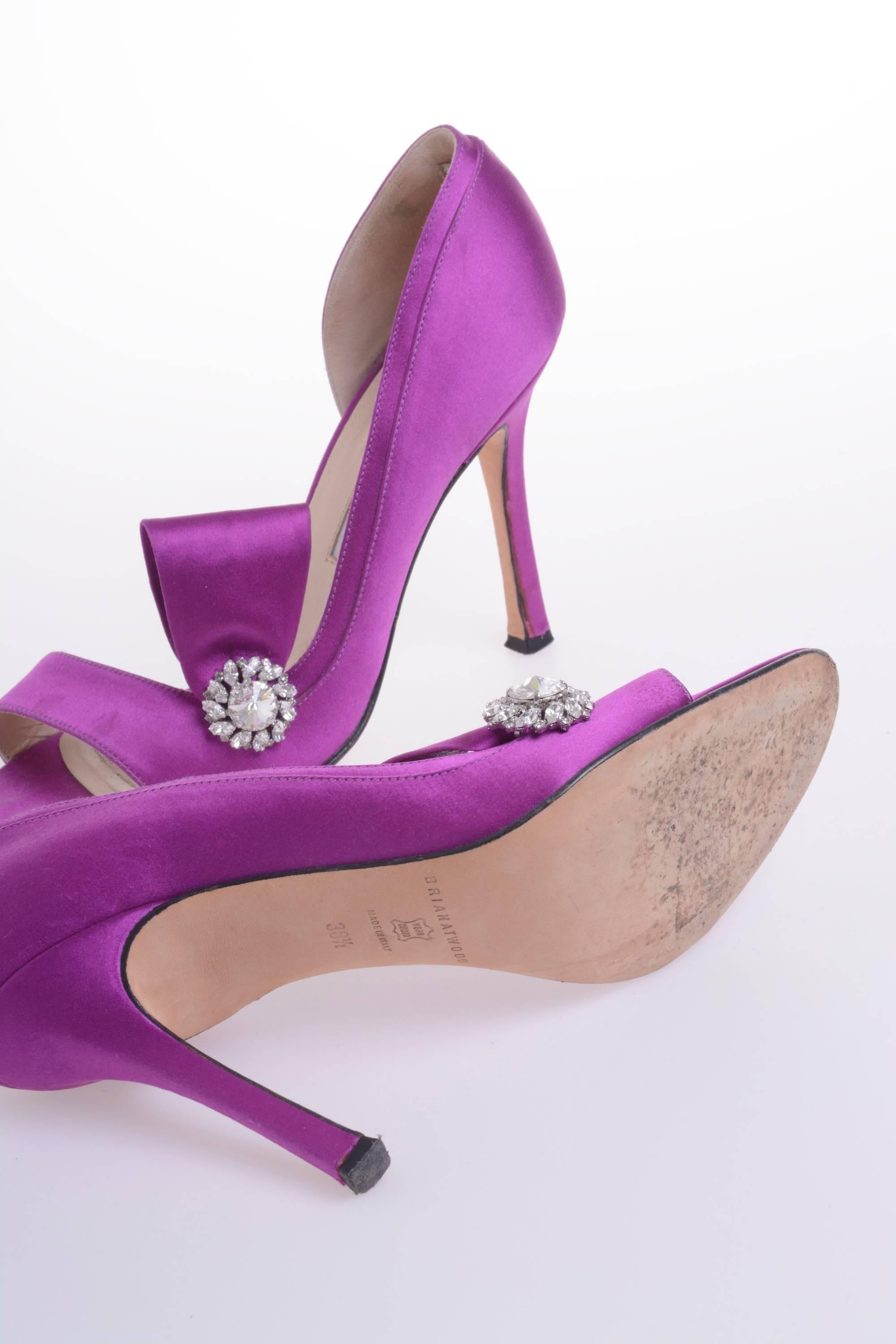 purple satin shoes