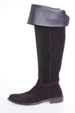 Cesare Paciotti Dark Brown Suede Thigh Boots
