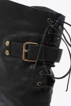 Chloe Black Leather Thigh Flat Boots