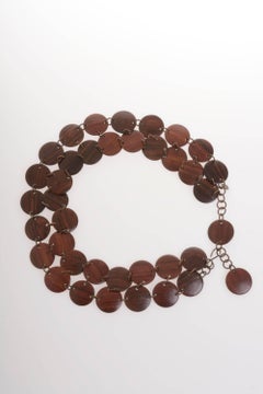 1970 Yves Saint Laurent YSL Rive Gauche Wood Disc Necklace Belt
