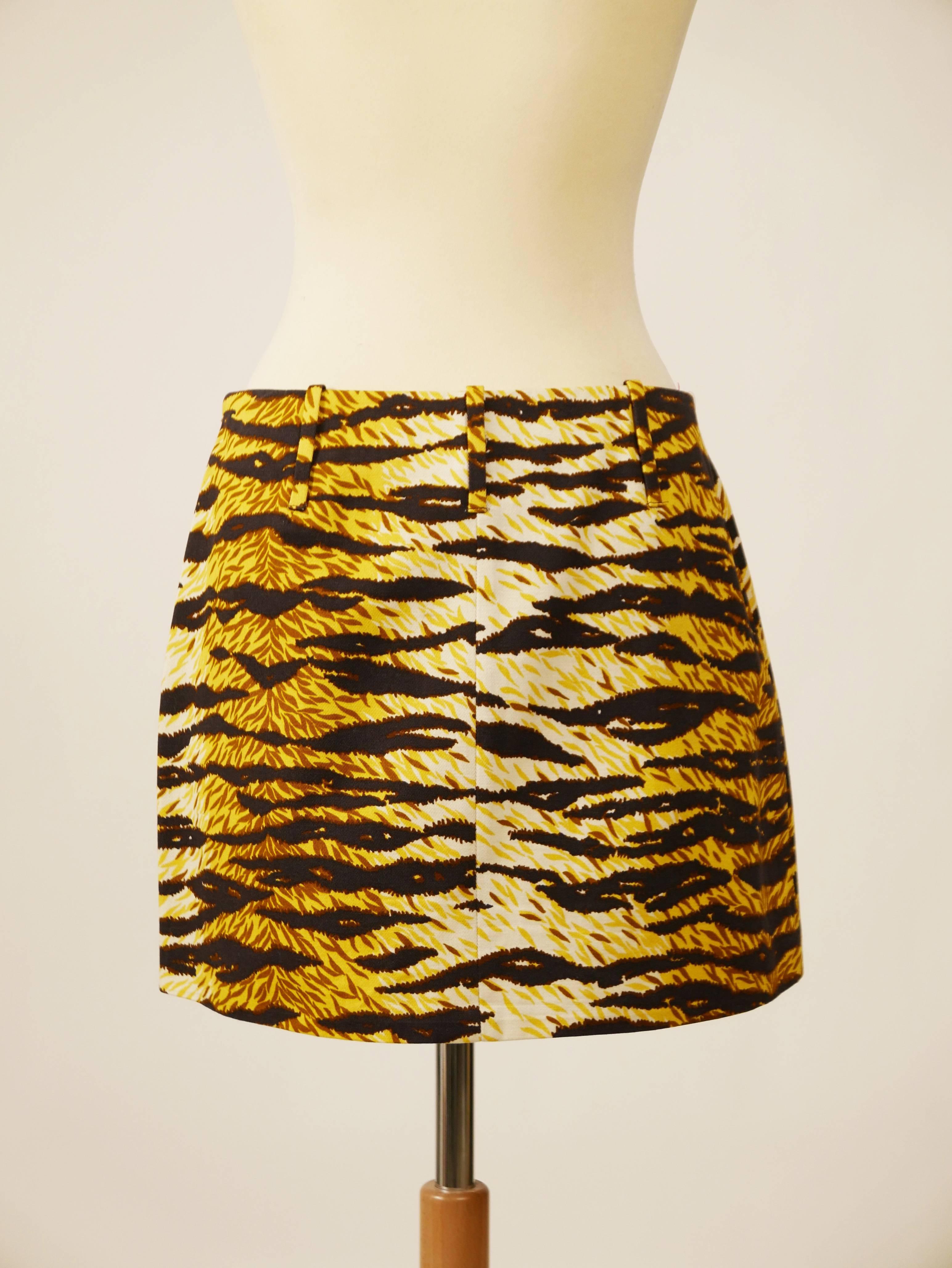 Brown Dolce & Gabbana D&G Animal Print Mini Skirt For Sale