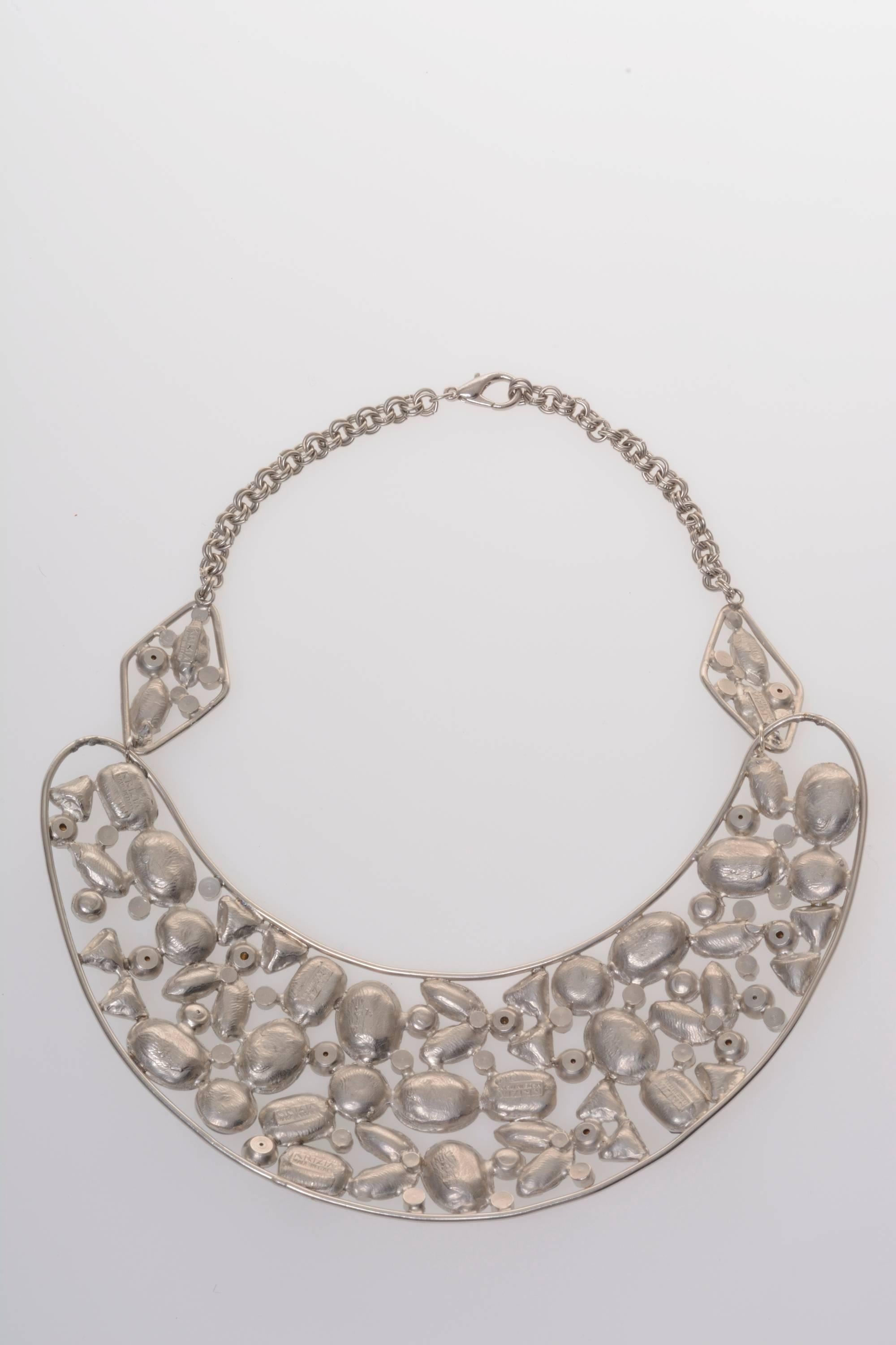 Marquise Cut Krizia Metallic Necklace with Geometric Gems  For Sale