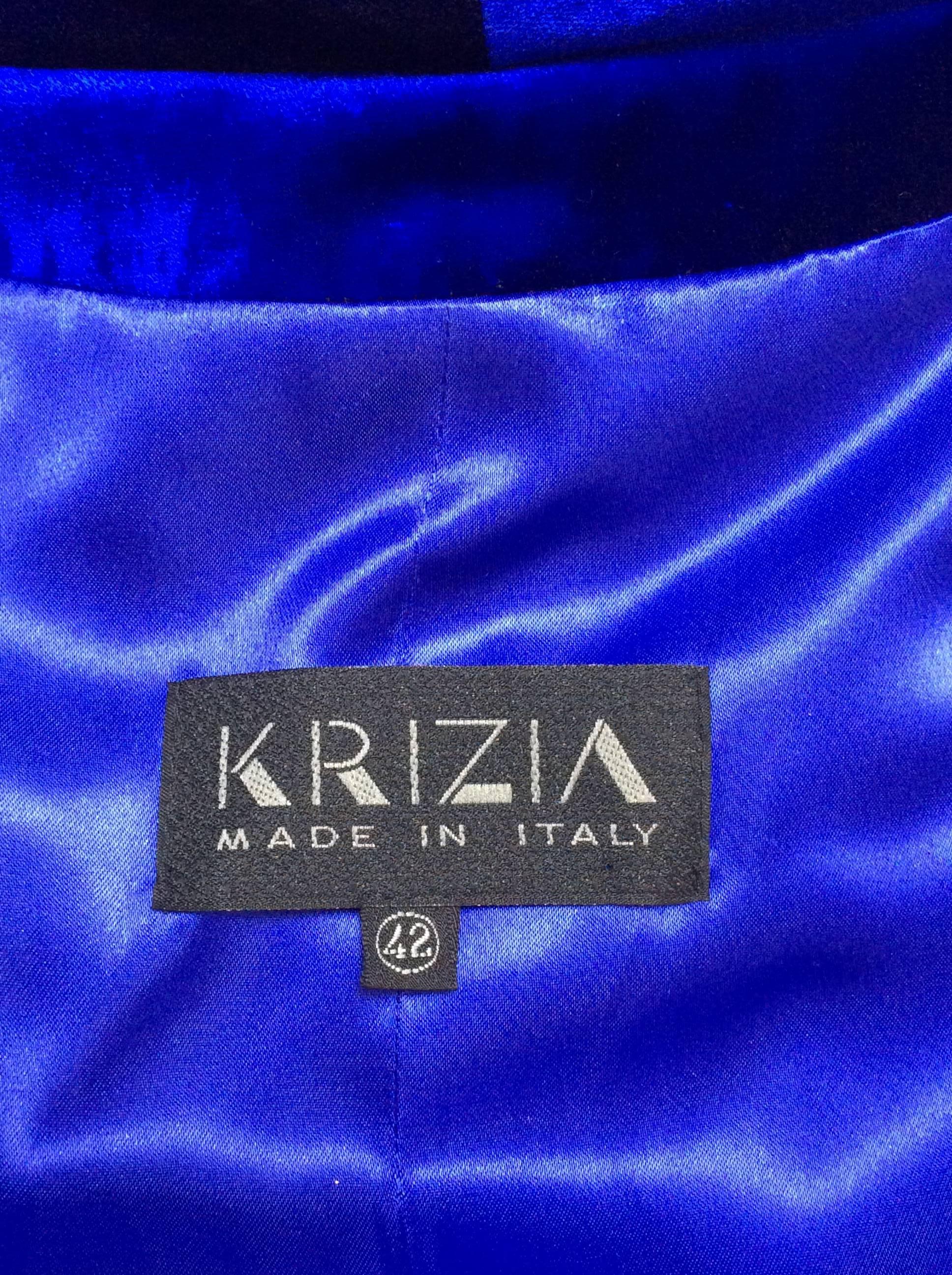 Women's 1990s Krizia Blue Velvet Evening Coat