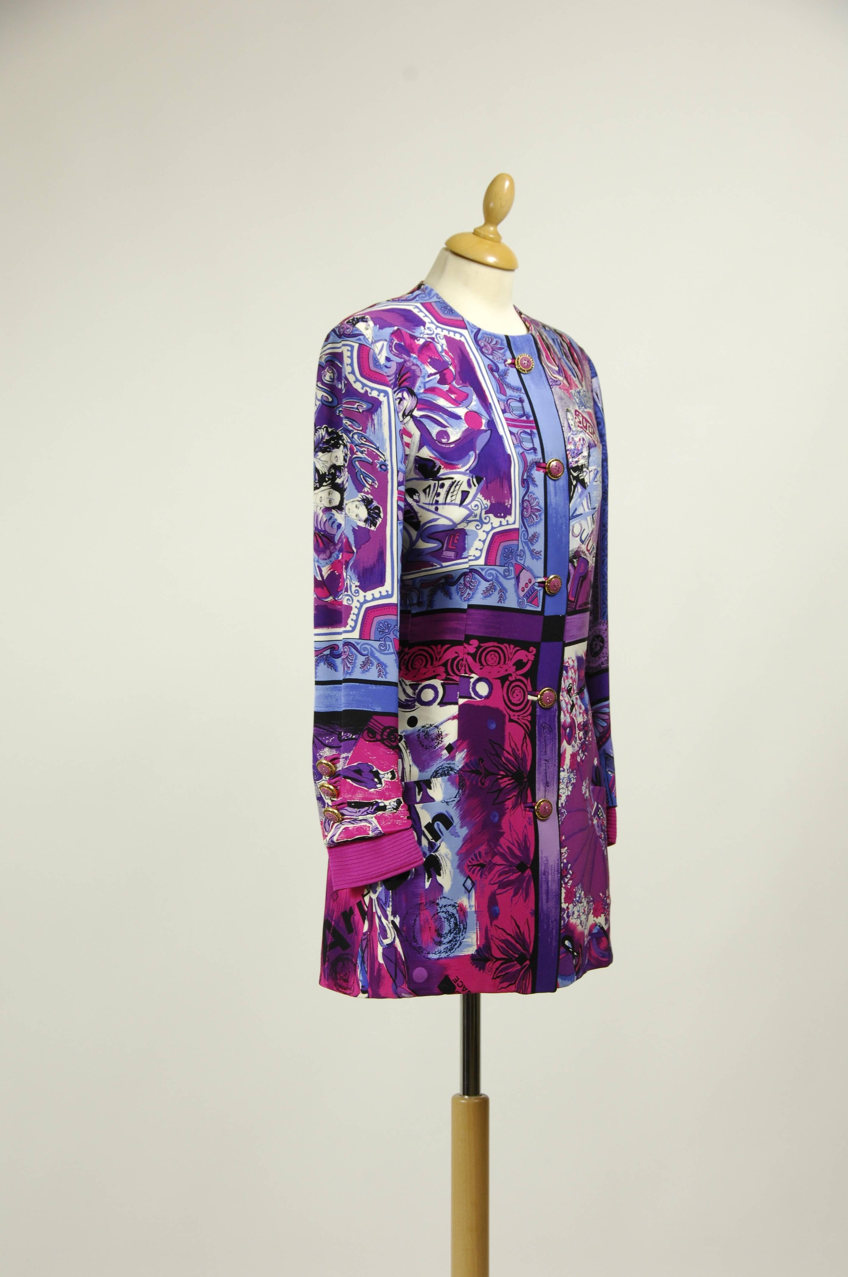 Purple 1990s Gianni Versace Rock Couture Silk Blazer Jacket