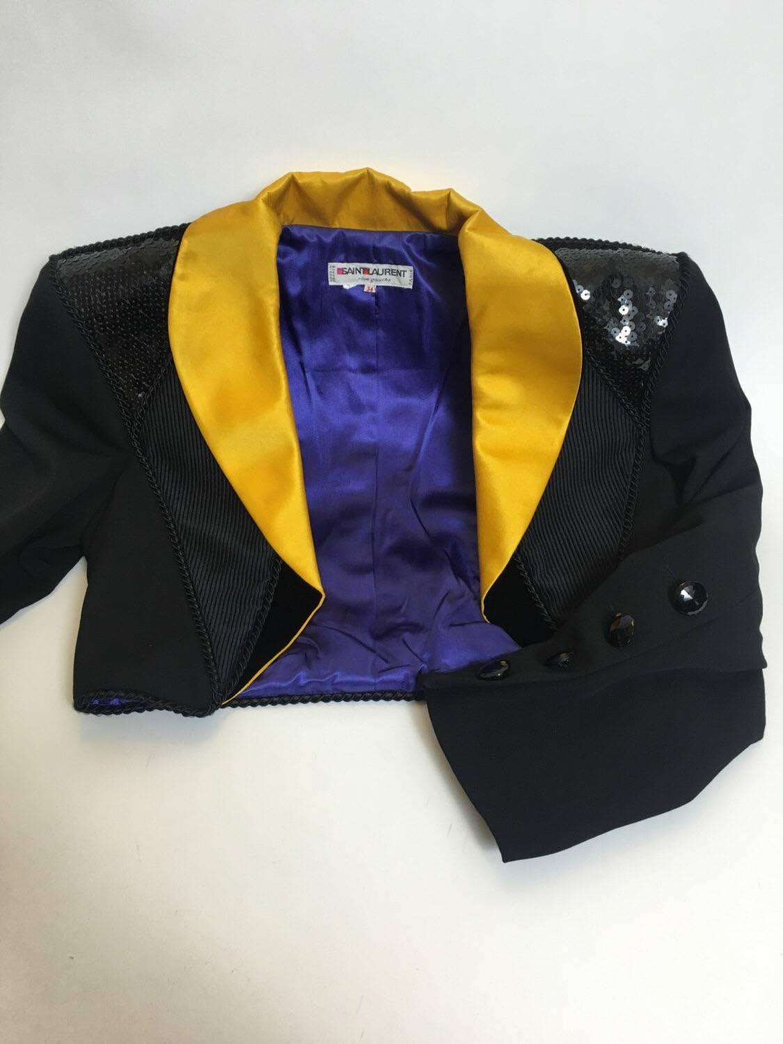  Saint Laurent Rive Gauche Tuxedo Bolero Jacket, 1980s  For Sale 1