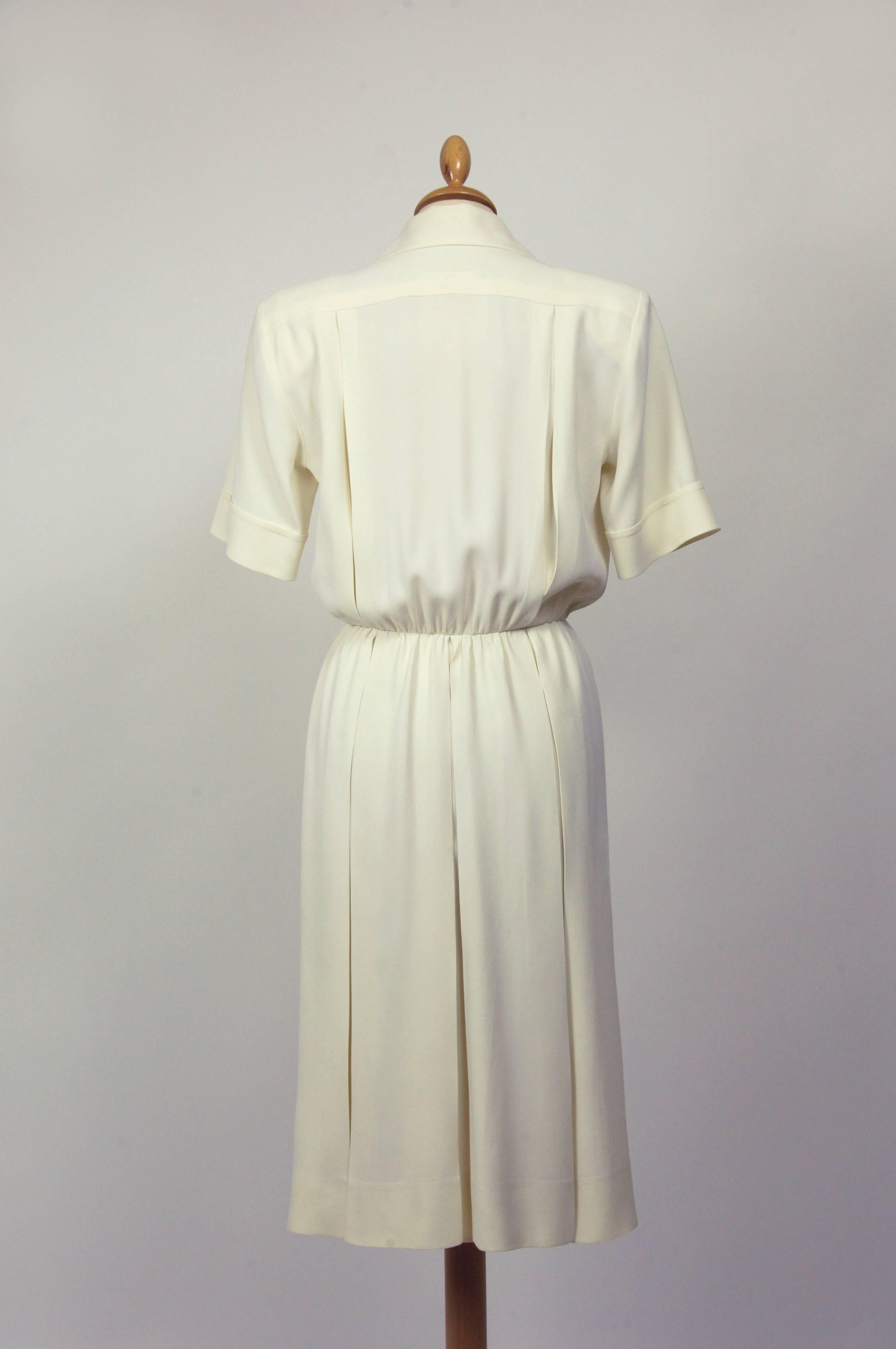 1970s Saint Laurent Rive Gauche Silk Pleated Dress In Good Condition In Milan, Italy