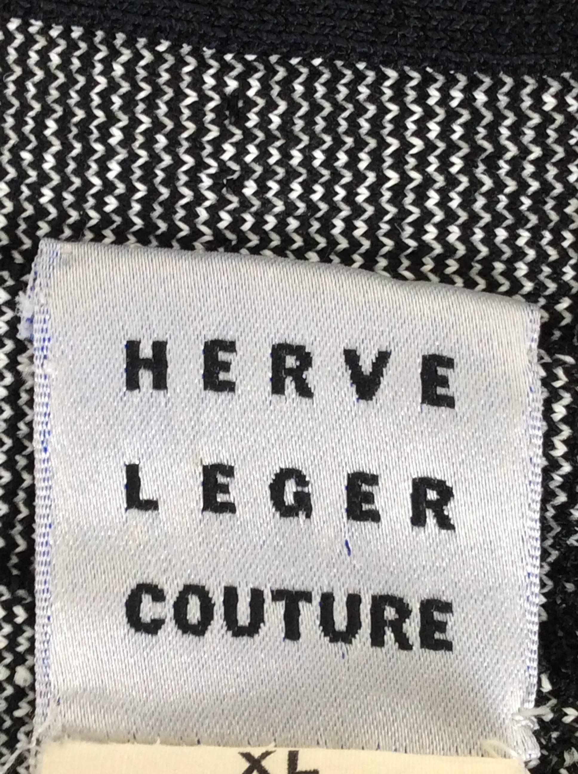 1990s Herve Leger Couture Black and White Bandage Long Dress 2