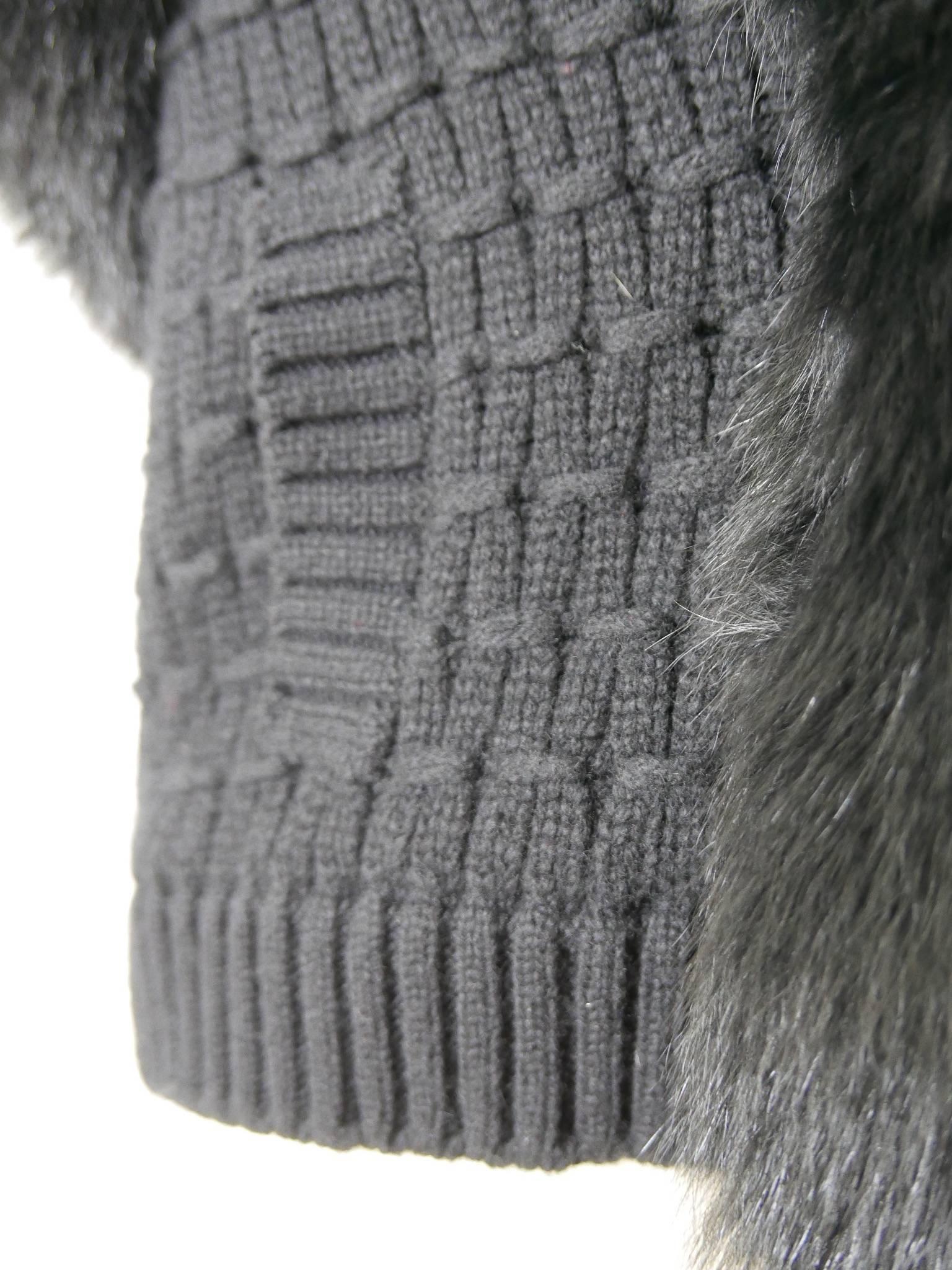 Valentino Black Cashmere and Fox Fur Sweater Vest Jacket 2