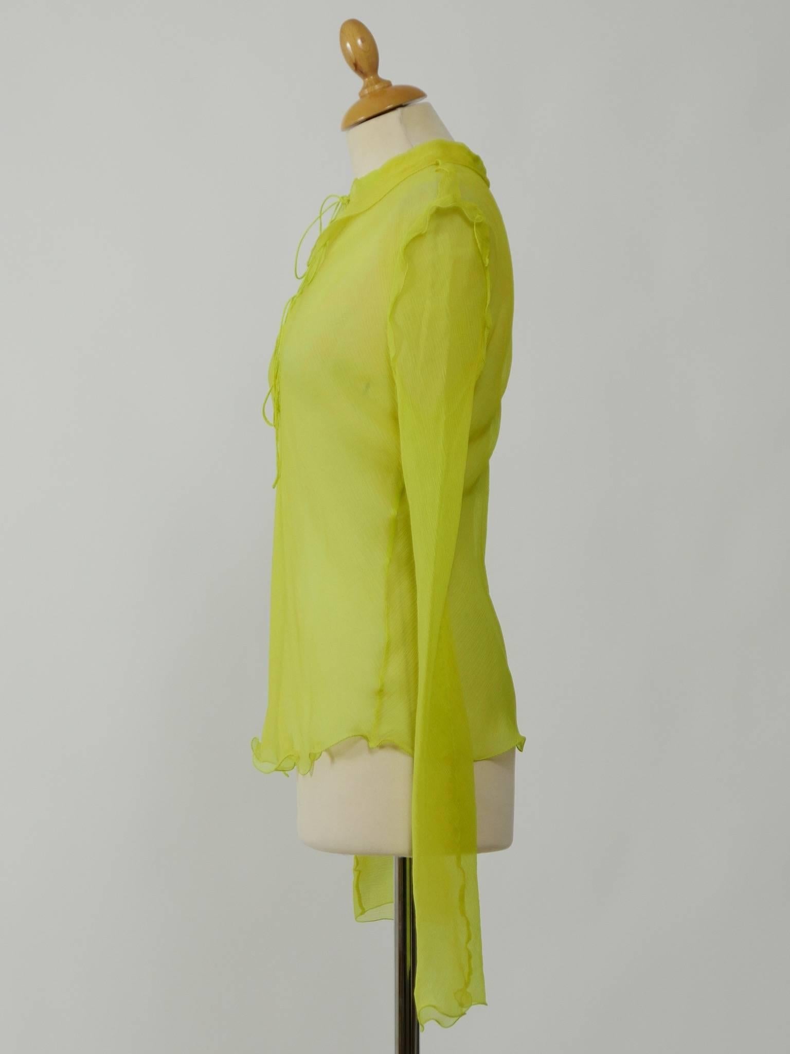 Women's Fendi Yellow Lime Organdy Blouse Shirt