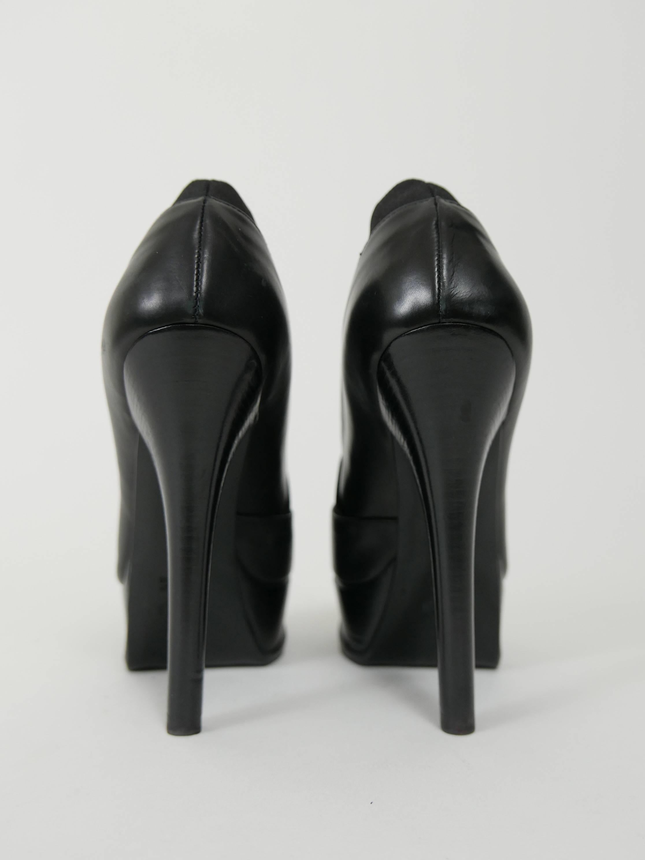 Black FENDI black Leather Platform High Heels Ankle Boots