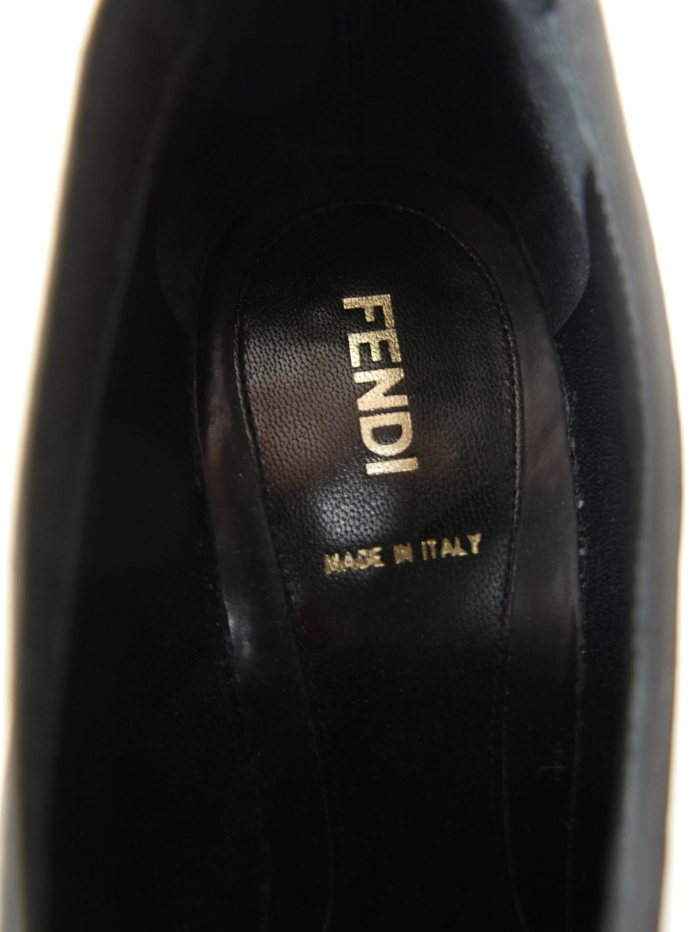 FENDI black Leather Platform High Heels Ankle Boots 1