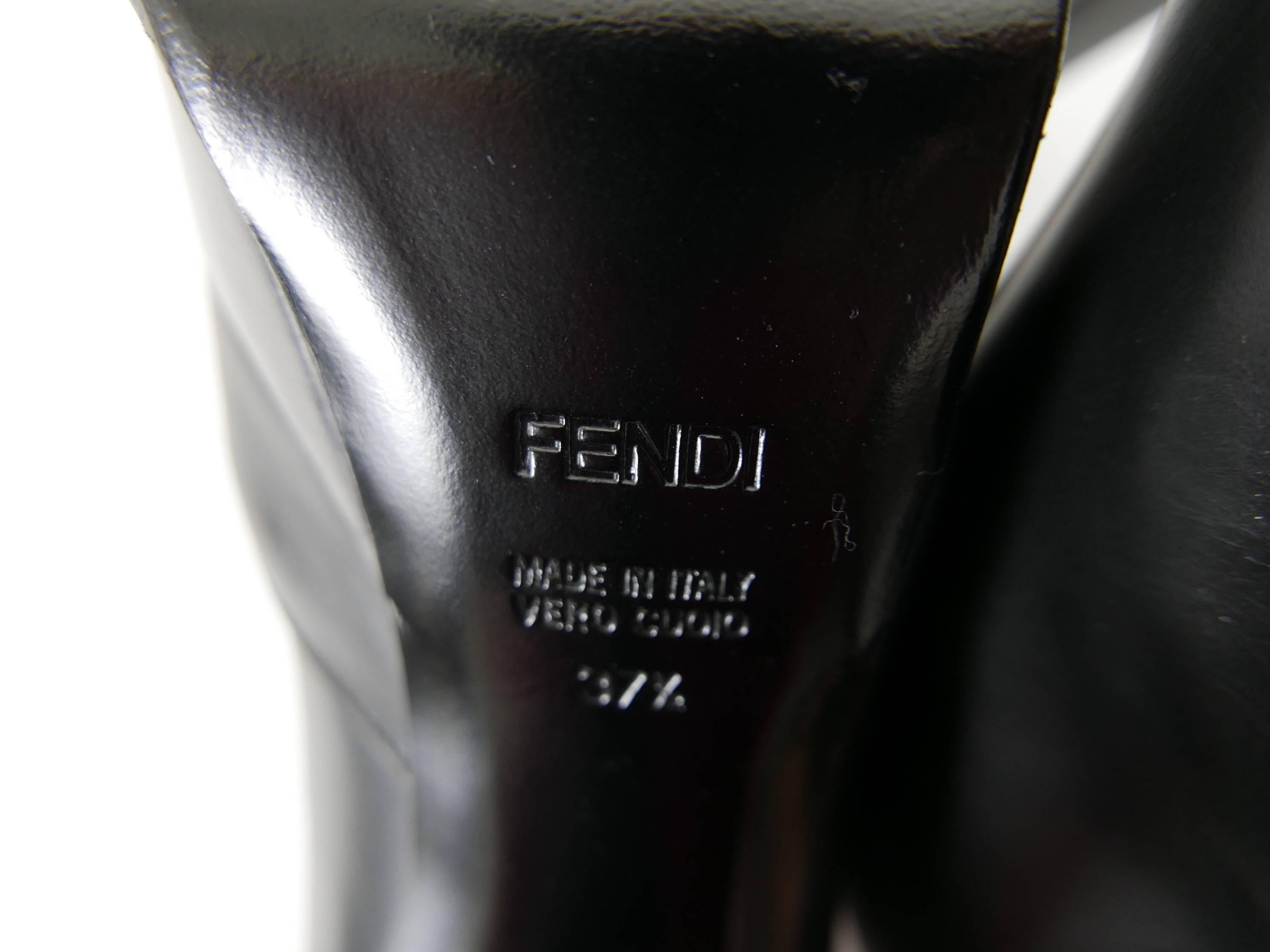 FENDI black Leather Platform High Heels Ankle Boots 2