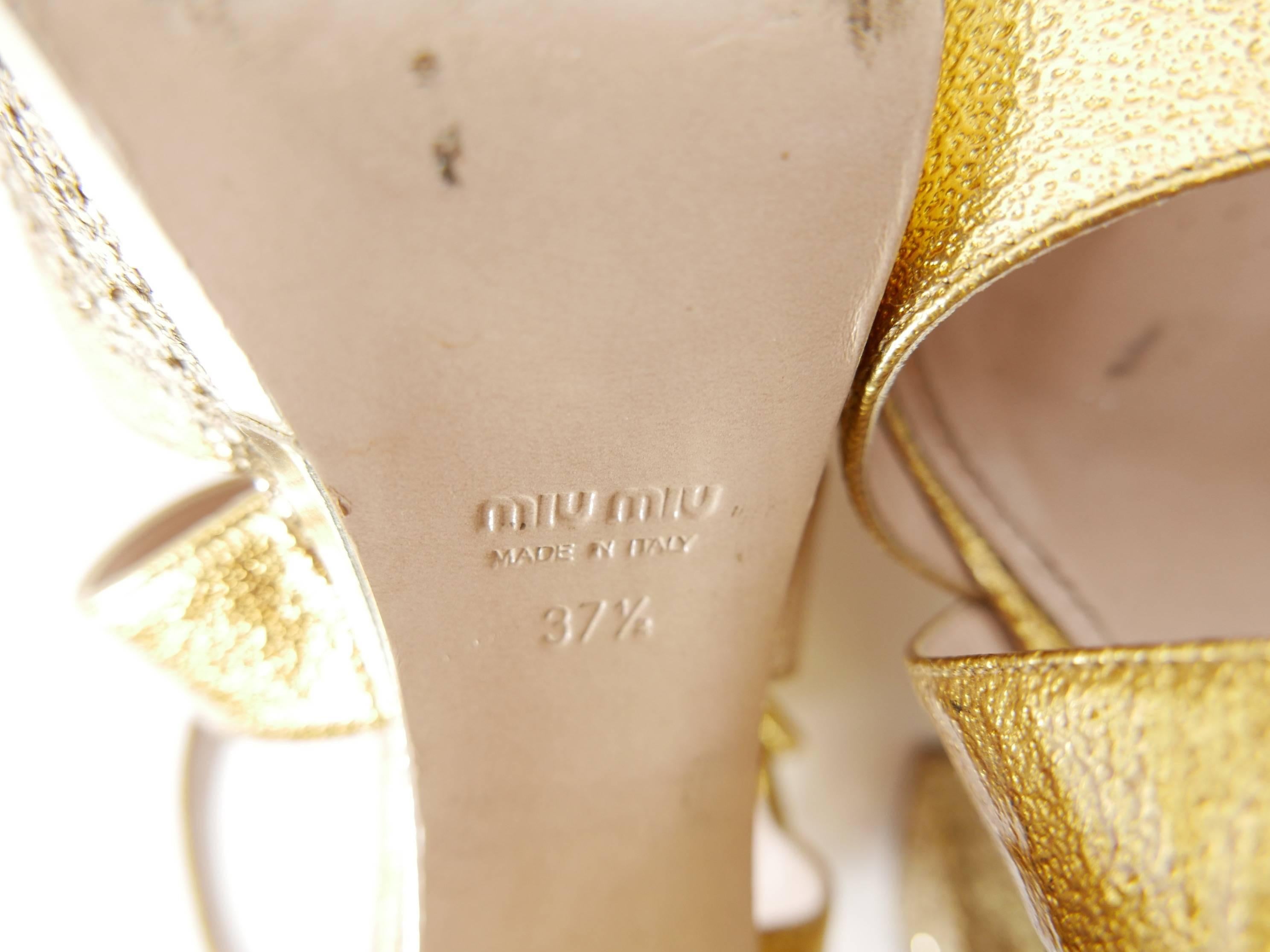 Women's MIU MIU Golden Leather and Glitter Platform Sandals 