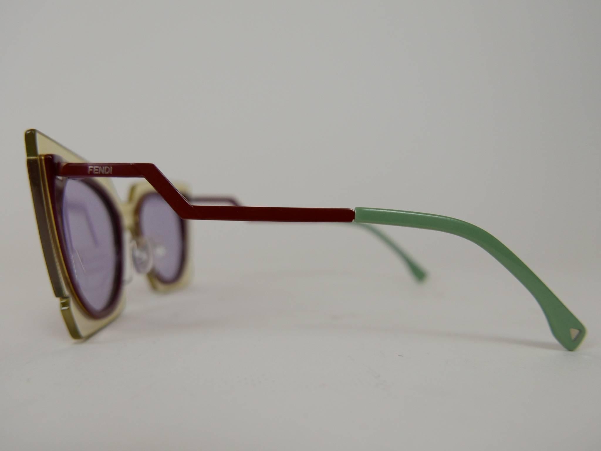 Gray FENDI 0117/S Orchid Fashion Show Cat Eye Sunglasses Burgundy Red/Purple