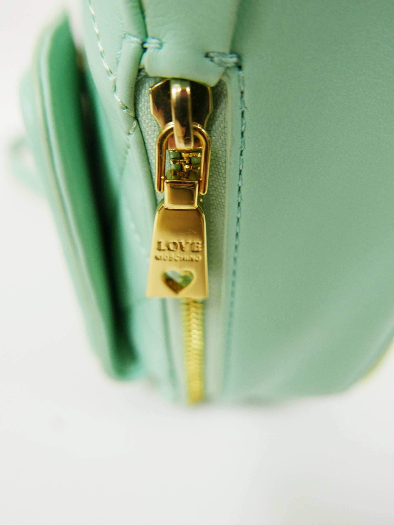 Love Moschino Mint Green Quilted Chain Strap Soulder Bag 1