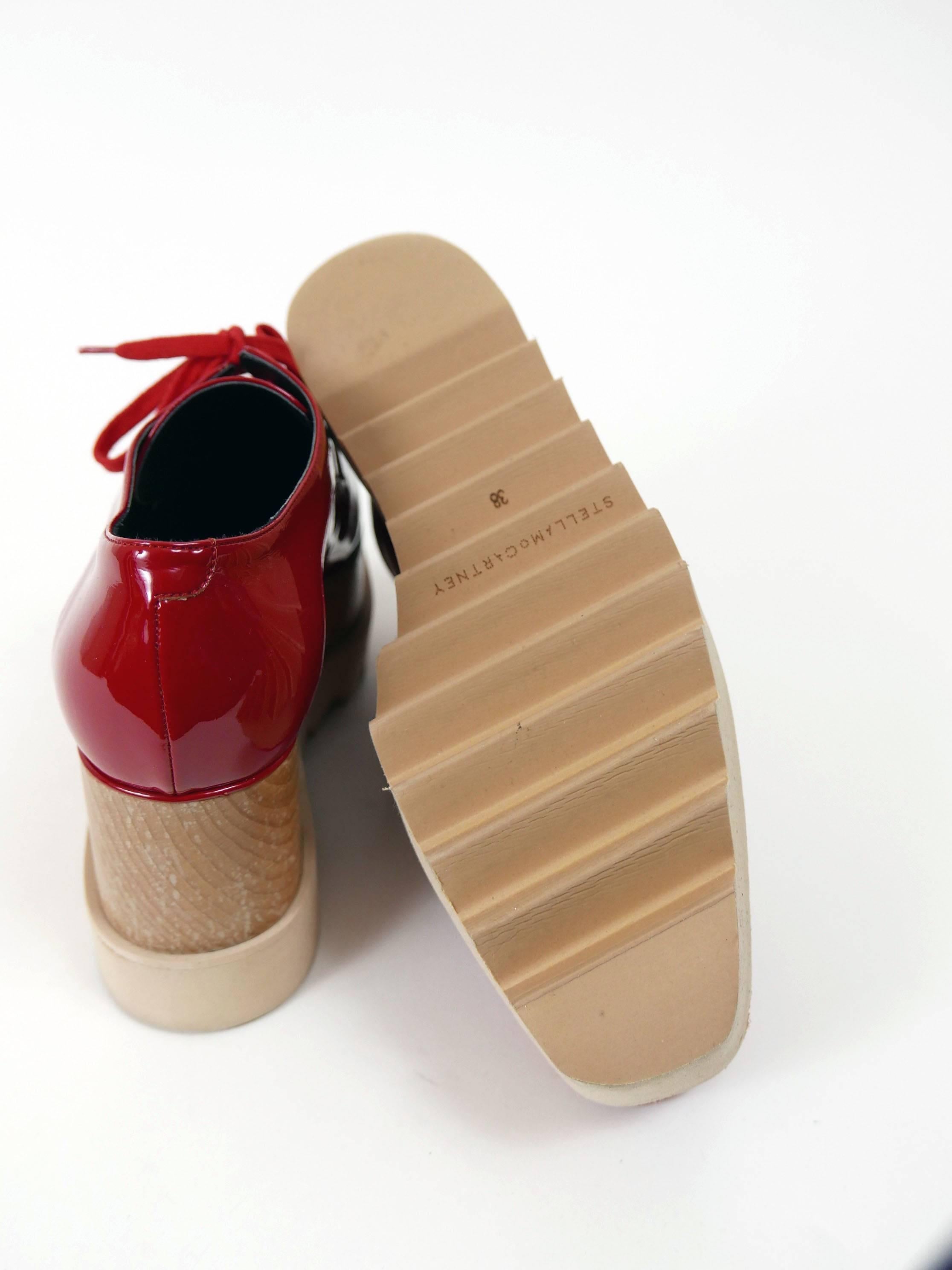 STELLA McCARTNEY Elyse Platform Derby Red Shoes In New Condition In Milan, Italy