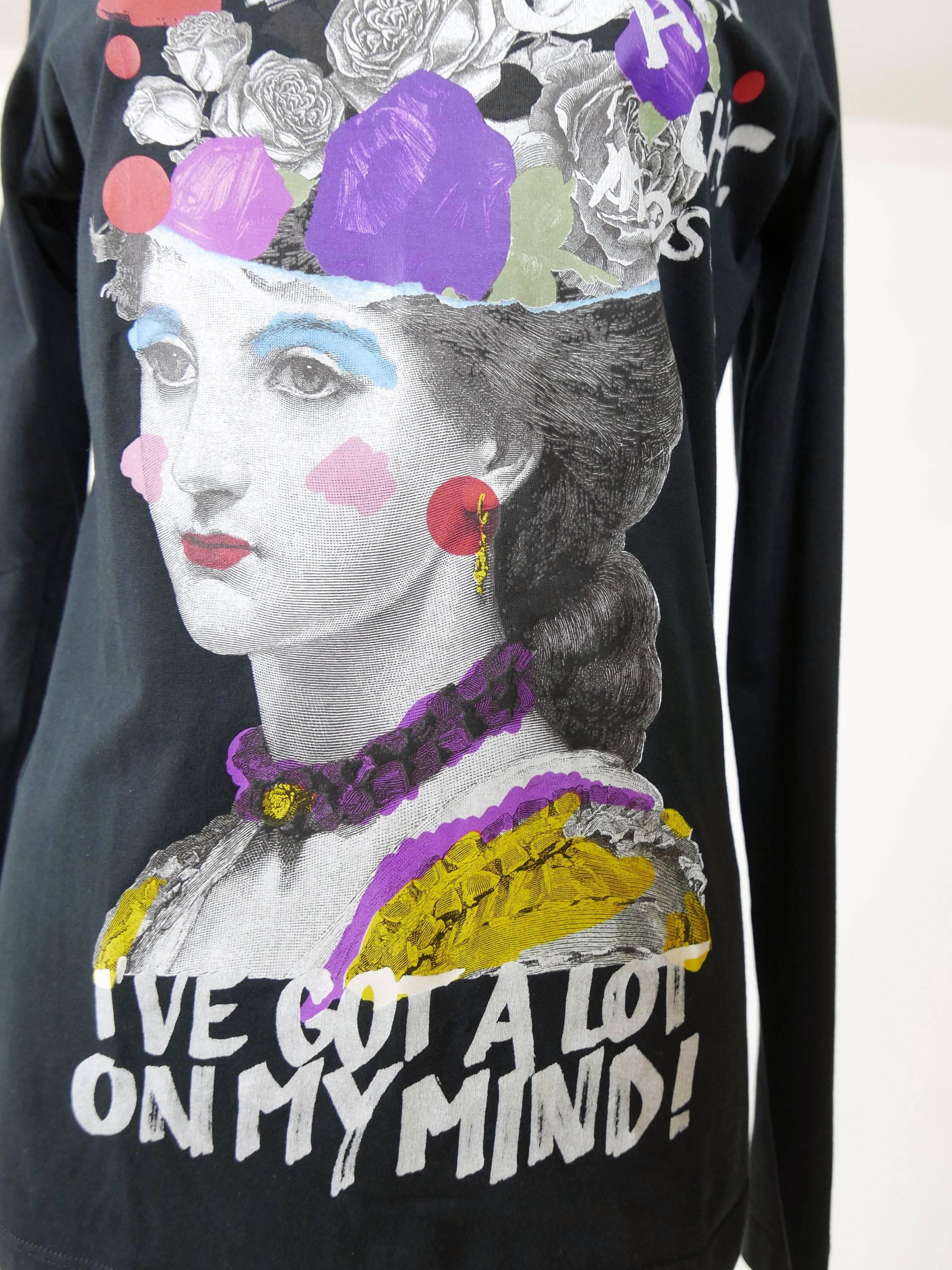 MOSCHINO Cheap and Chic Black Printed Long Sleeve T-Shirt In Excellent Condition In Milan, Italy