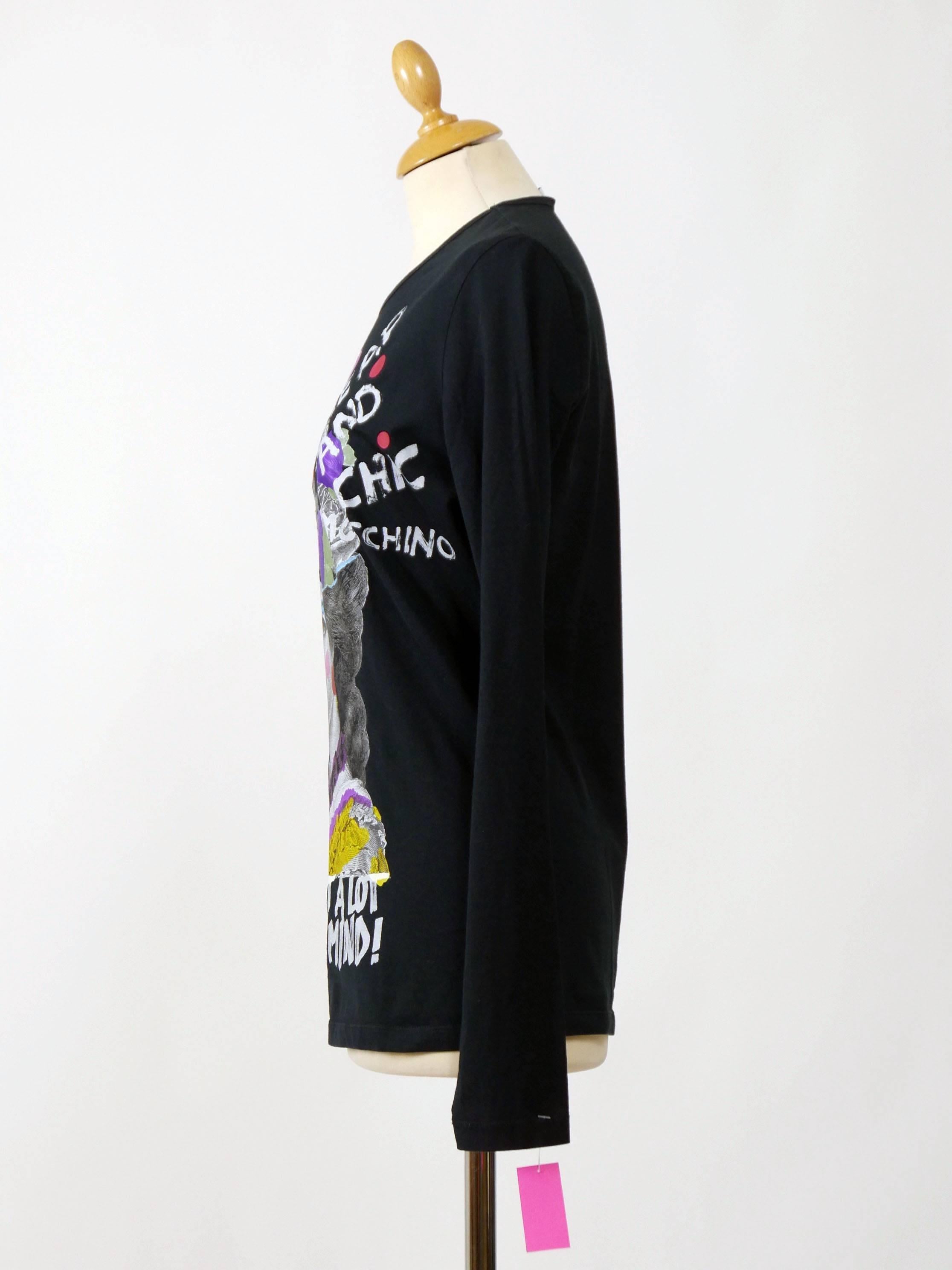 Women's MOSCHINO Cheap and Chic Black Printed Long Sleeve T-Shirt