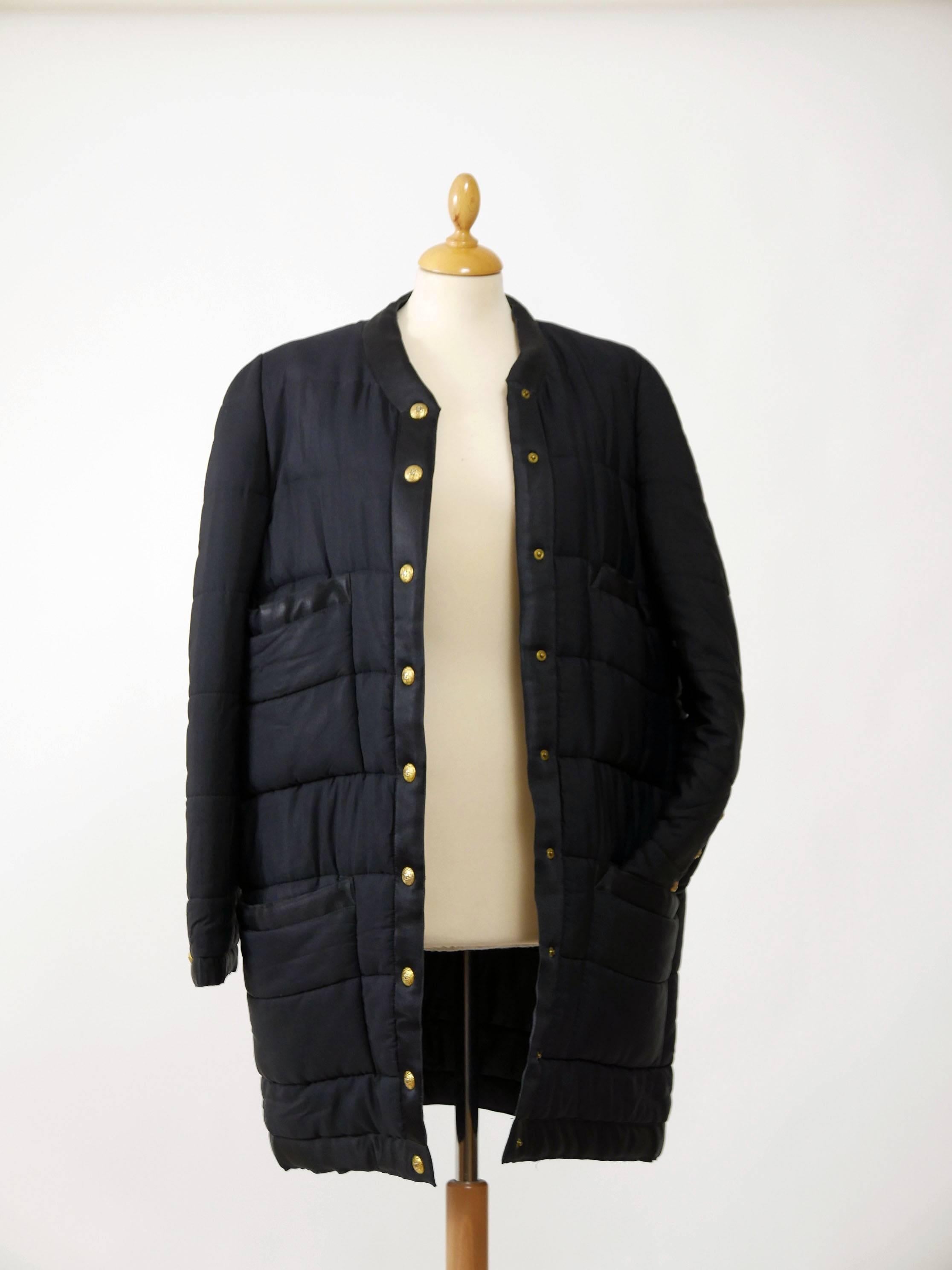 Women's 1990s CHANEL Quilted Puffer Black Coat