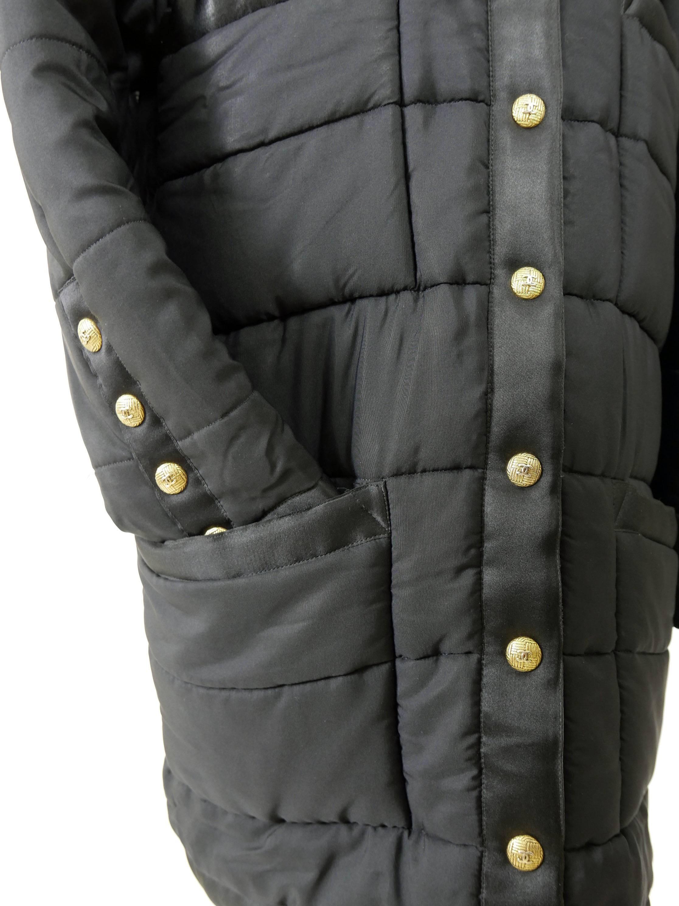 1990s CHANEL Quilted Puffer Black Coat 1
