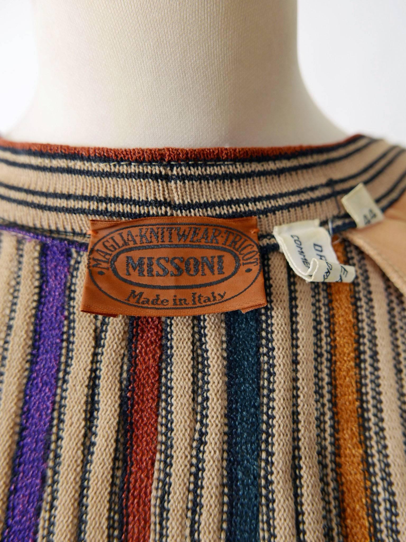 1970s MISSONI Knit Sweater Striped Cardigan 1