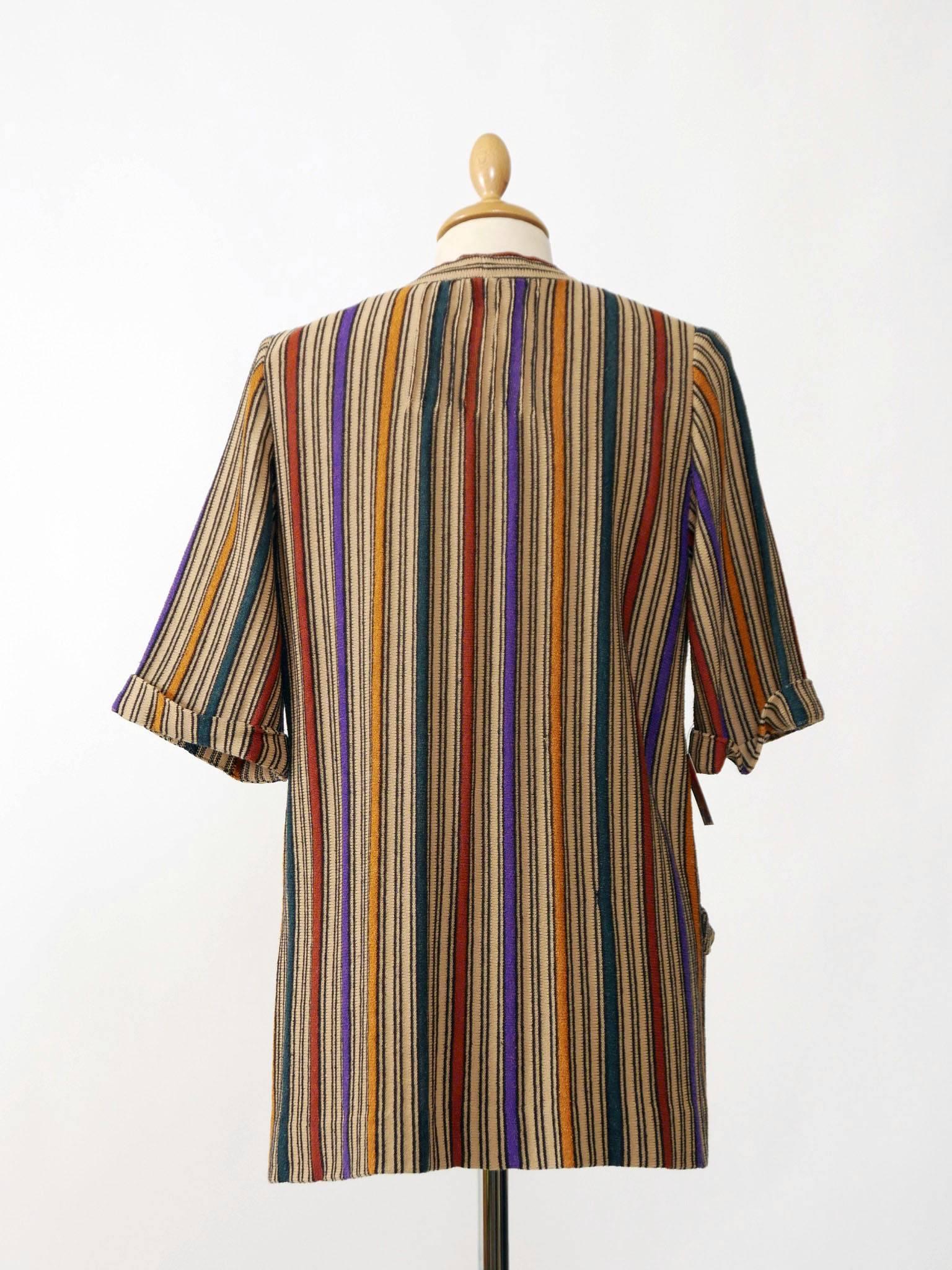 Brown 1970s MISSONI Knit Sweater Striped Cardigan